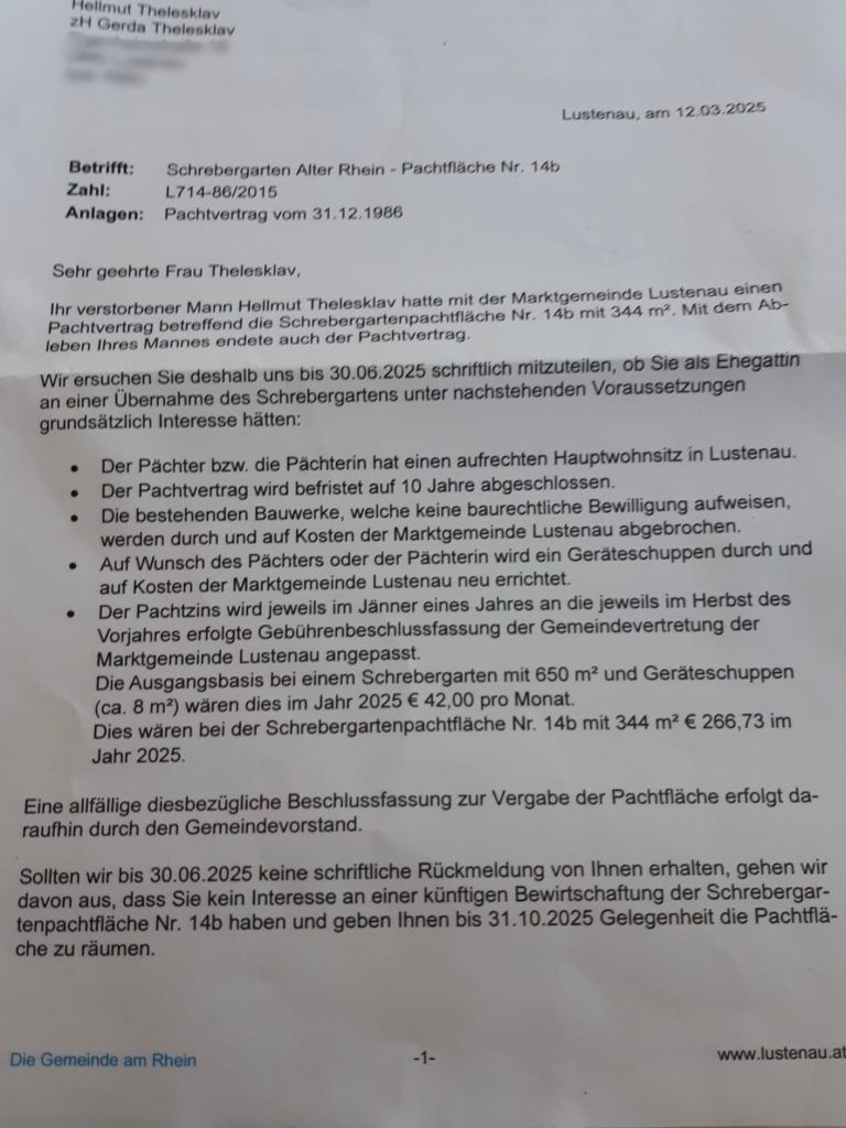 Trauer um den Abriss einer Hütte in der Schrebergartenanlage am Alten Rhein