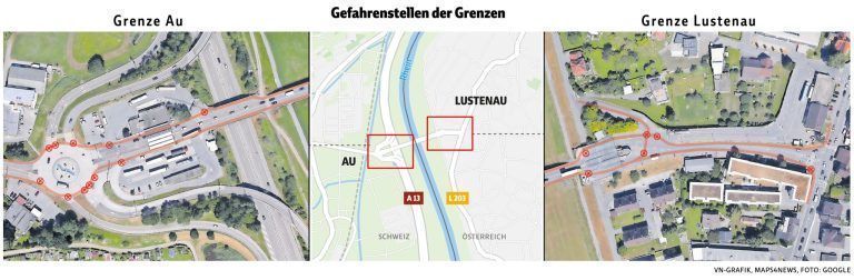 Gefährlicher Grenzverkehr: Kritik an Übergang Lustenau–Au