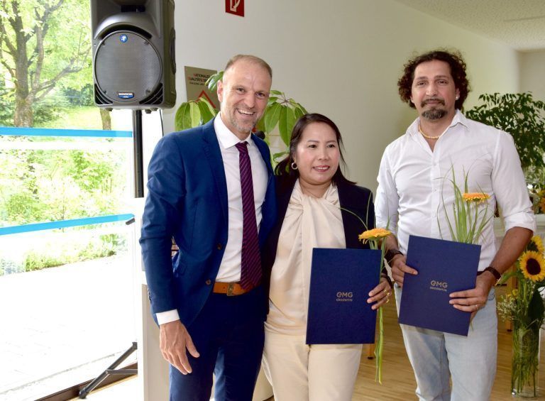 Die Pflege ist mehr als ein Beruf: Daniel Siegl, Dolorosa Bathanon und Nenad Andjelkovic, v. l.