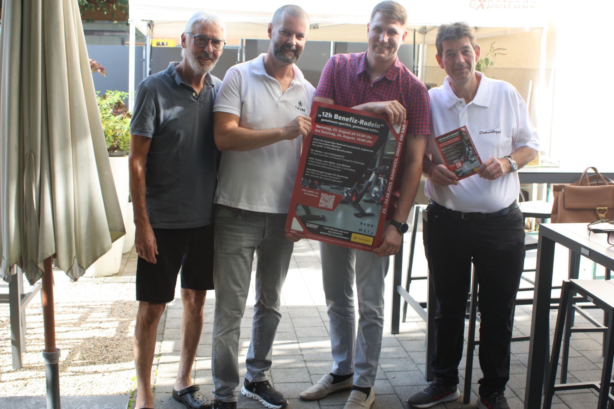 Das OK-Team vom 12 Stunden Benefizradeln mit Armin Wille, Alex Milojevic, Dominic Mayer und Roland Vith. 