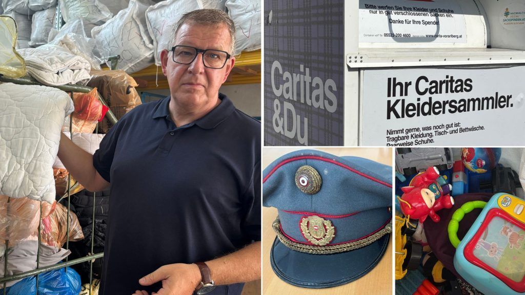 Kuriose Funde im Gebrauchtkleider-Container: Kinder-Vespa, Christbaum und Militärequipment
