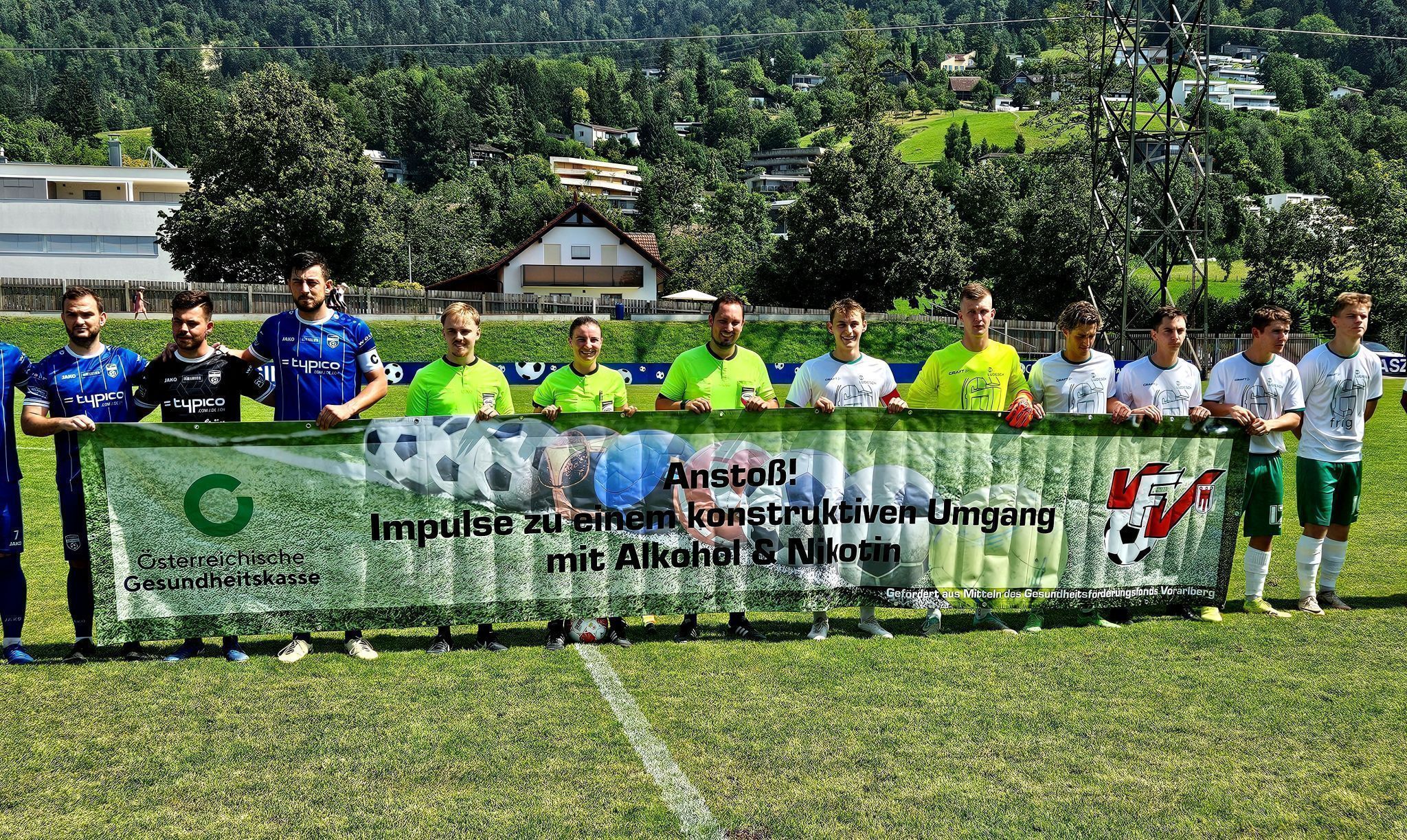 Transparent-Aktion des Vorarlberger Fußballverbandes (VFV) und der Österreichischen Gesundheitskasse (ÖGK).