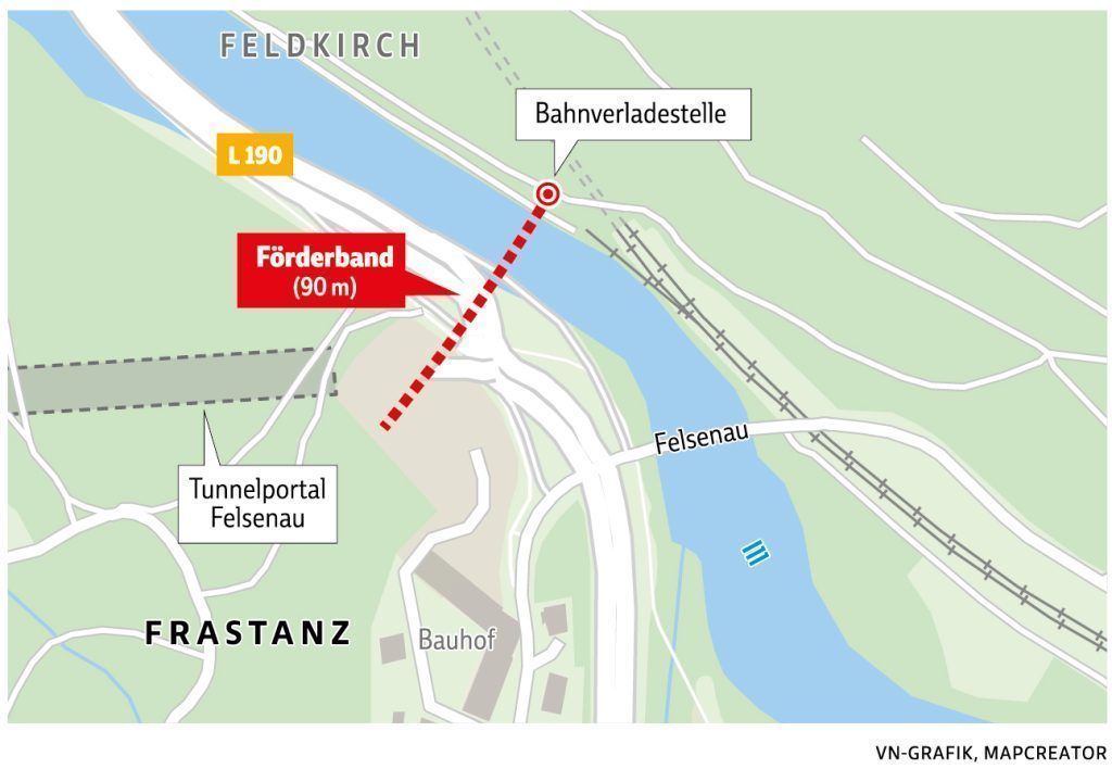 Knapp 100 Meter über die L190: Stadttunnel-Förderband nimmt Form an