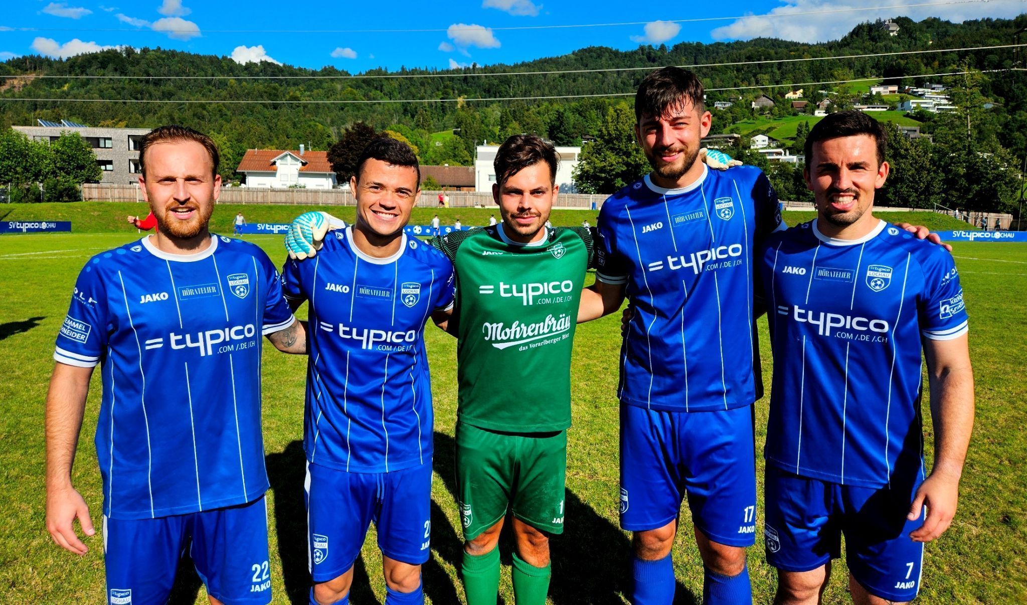 Beim Heimspiel in der VOL.AT Eliteliga am Samstag gegen BW Feldkirch will der SV typico Lochau wieder voll punkten: Kevin Prantl, Guilherme Junio da Silva, Sandro Eichhübl, Kapitän Fabio Feldkircher und Robin Lhotzky (von links).