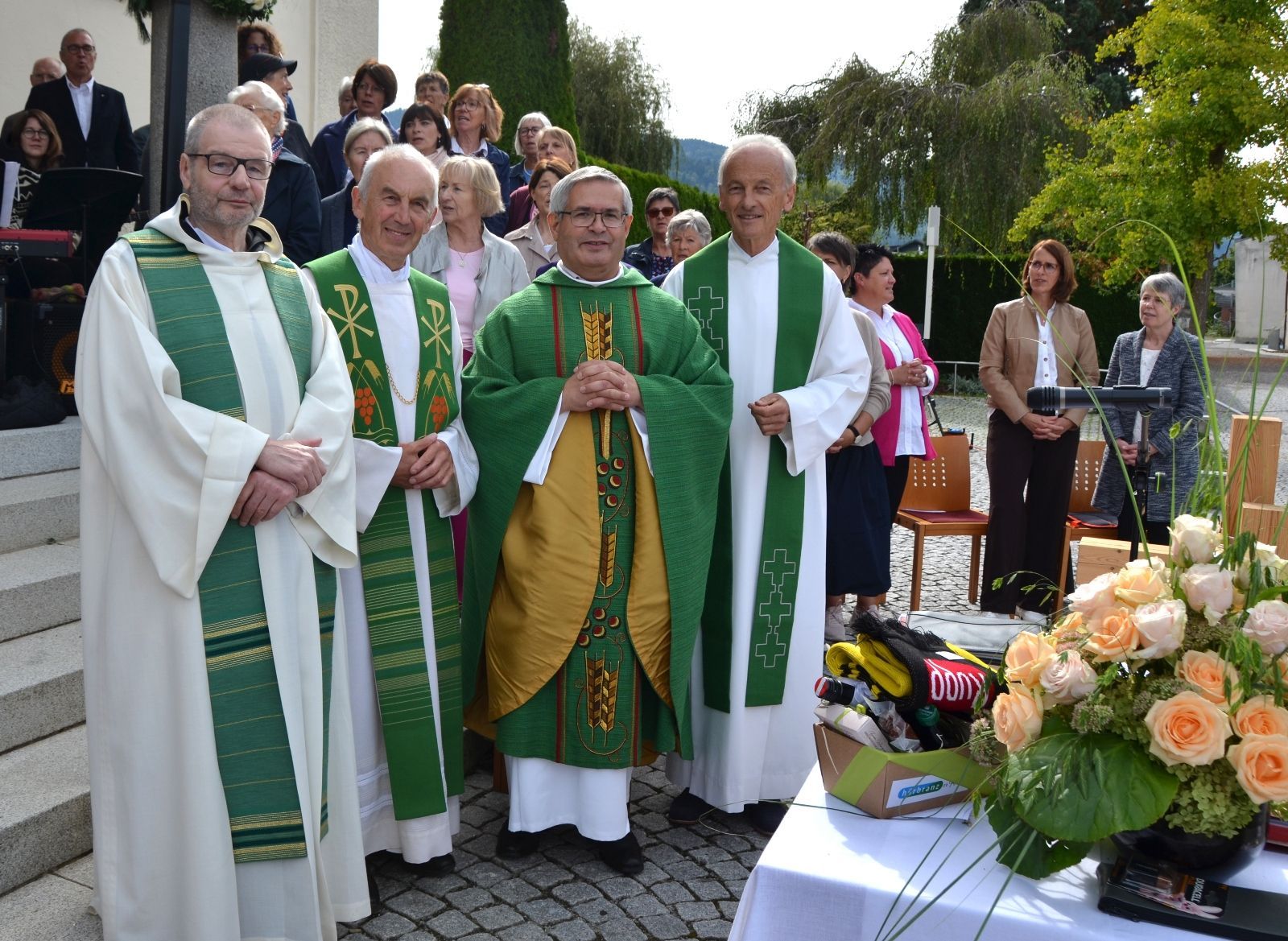 Pater Dominikus Matt, Dekan Paul Burtscher, Pfarrmoderator Romeo Pal und Vikar Peter Loretz.