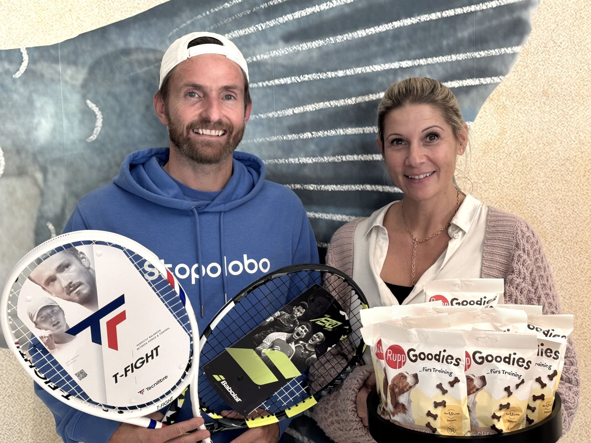 Tobias Hämmerle (Stopolobo Tennis Concept Store) und Isabella Rupp (Rupp Tiernahrung).