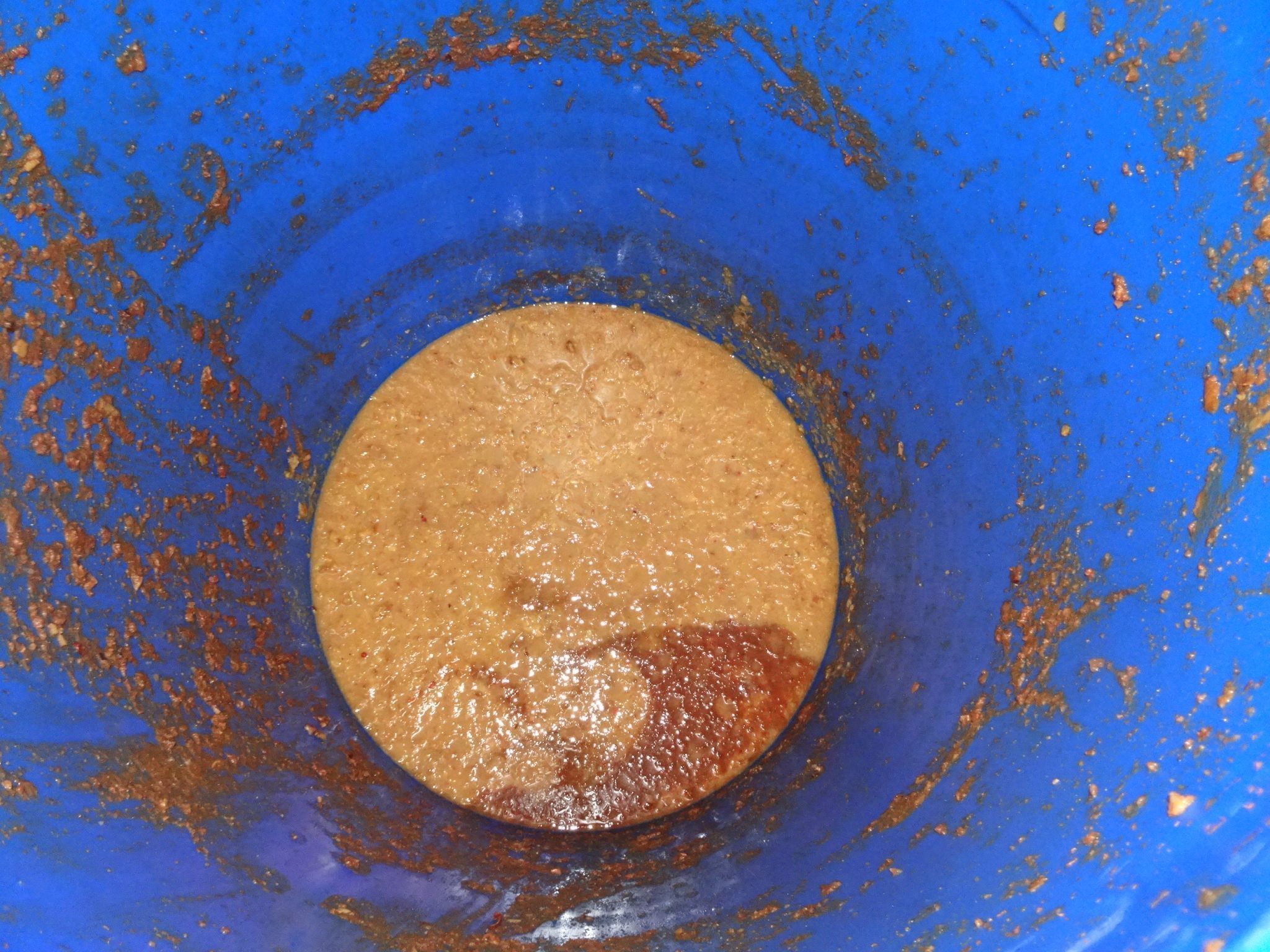 Ein erster Blick ins Maische-Fass.