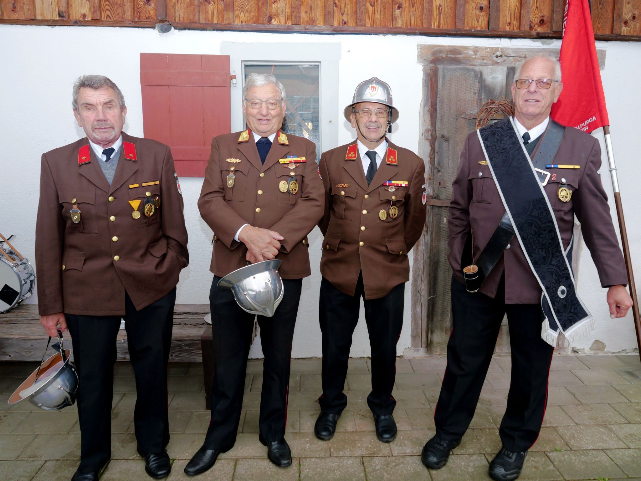 Lius Neyer, Alfred Tiefenthaler, Martin Schmid und Karlheinz Schnitzer von der Feuerwehr Frastanz.