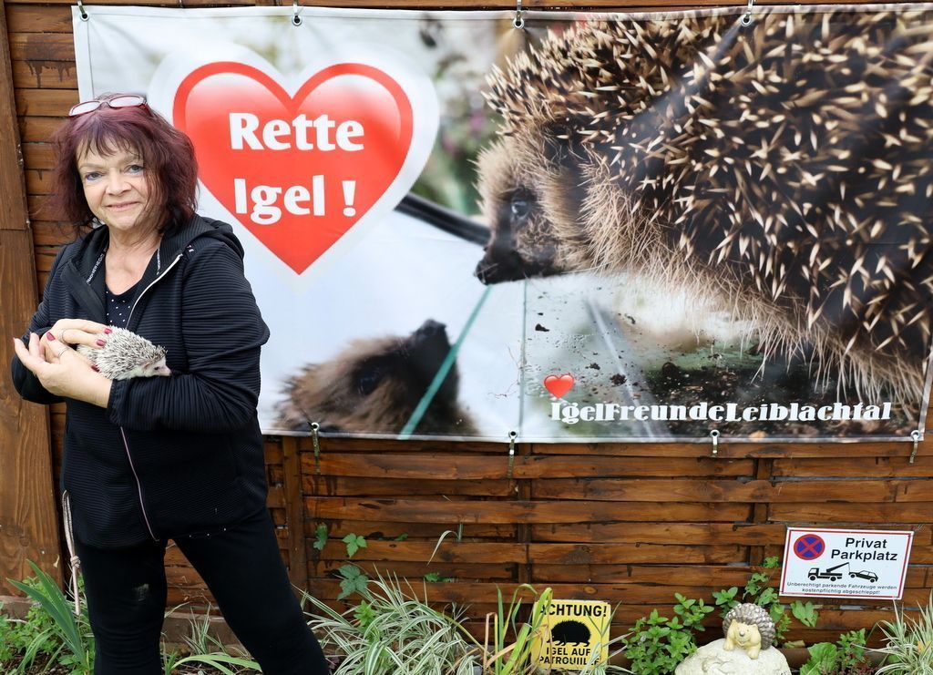Adele Dornig vor der neuen Igelstation in Lochau