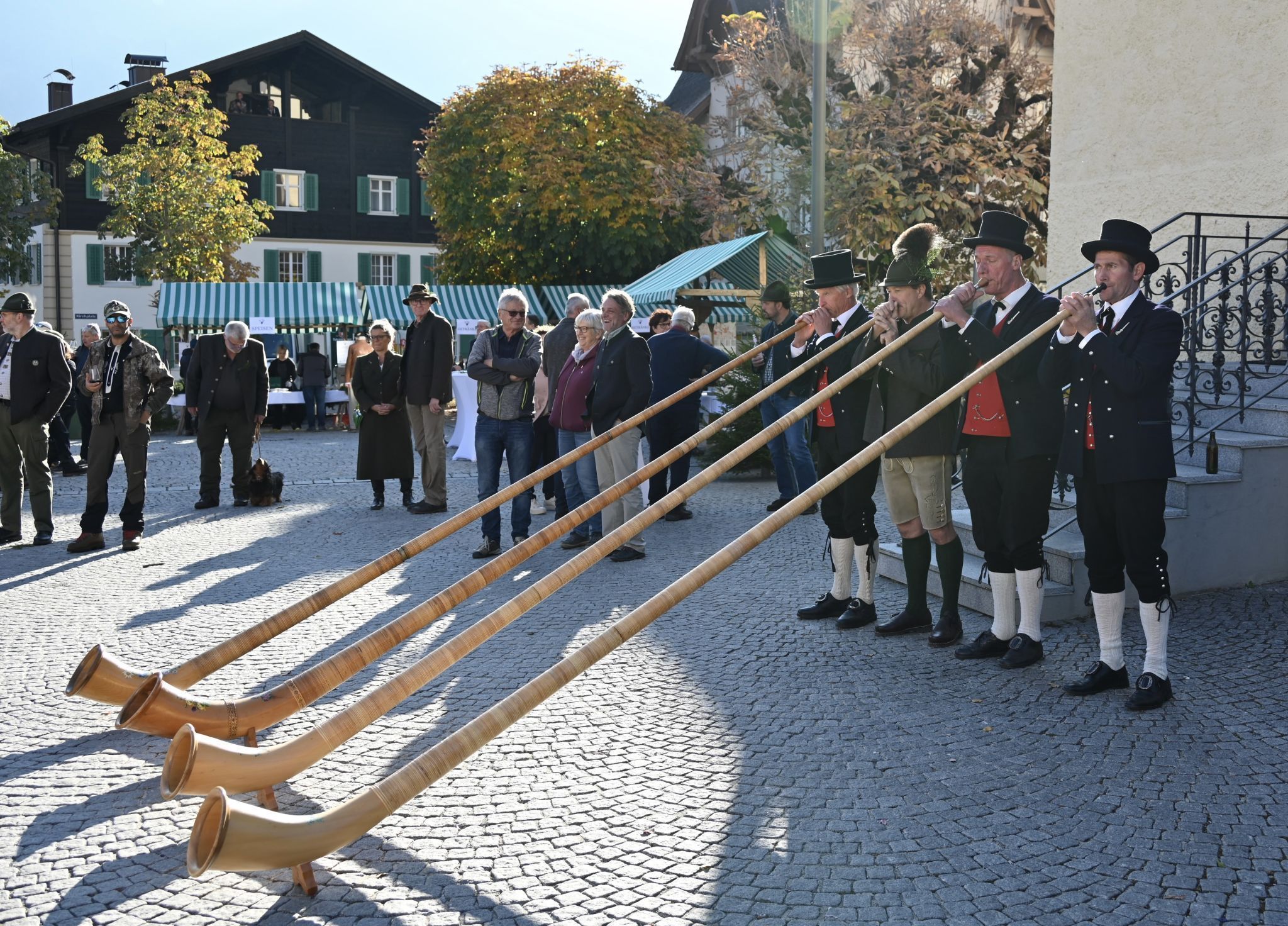 Alphornbläser hießen die Gäste der Bezirkshubertusfeier willkommen.