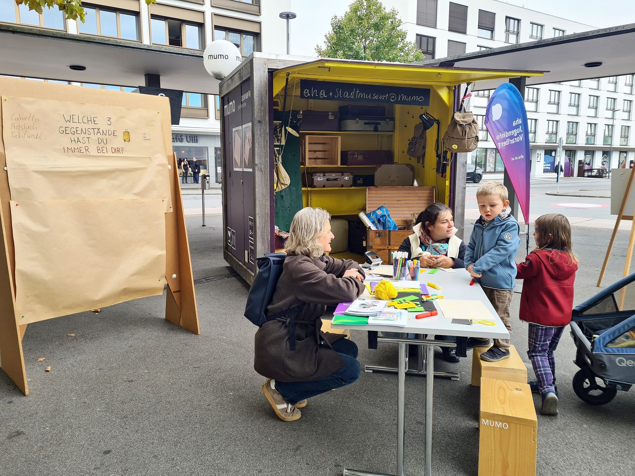mumo und aha hatten einen gemeinsamen Mitmach-Stand.