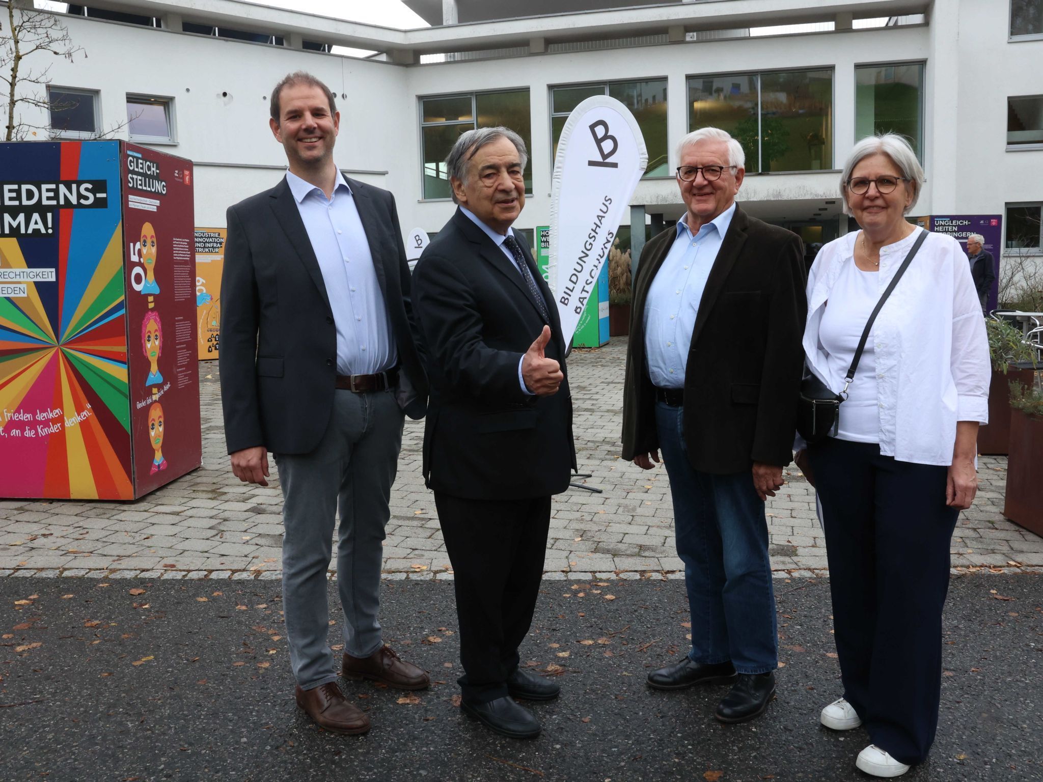 Bildungshaus-GF Christoph Abbrederis, Leoluca Orlando, Franz Abbrederis und Rosmarie Breuss von 