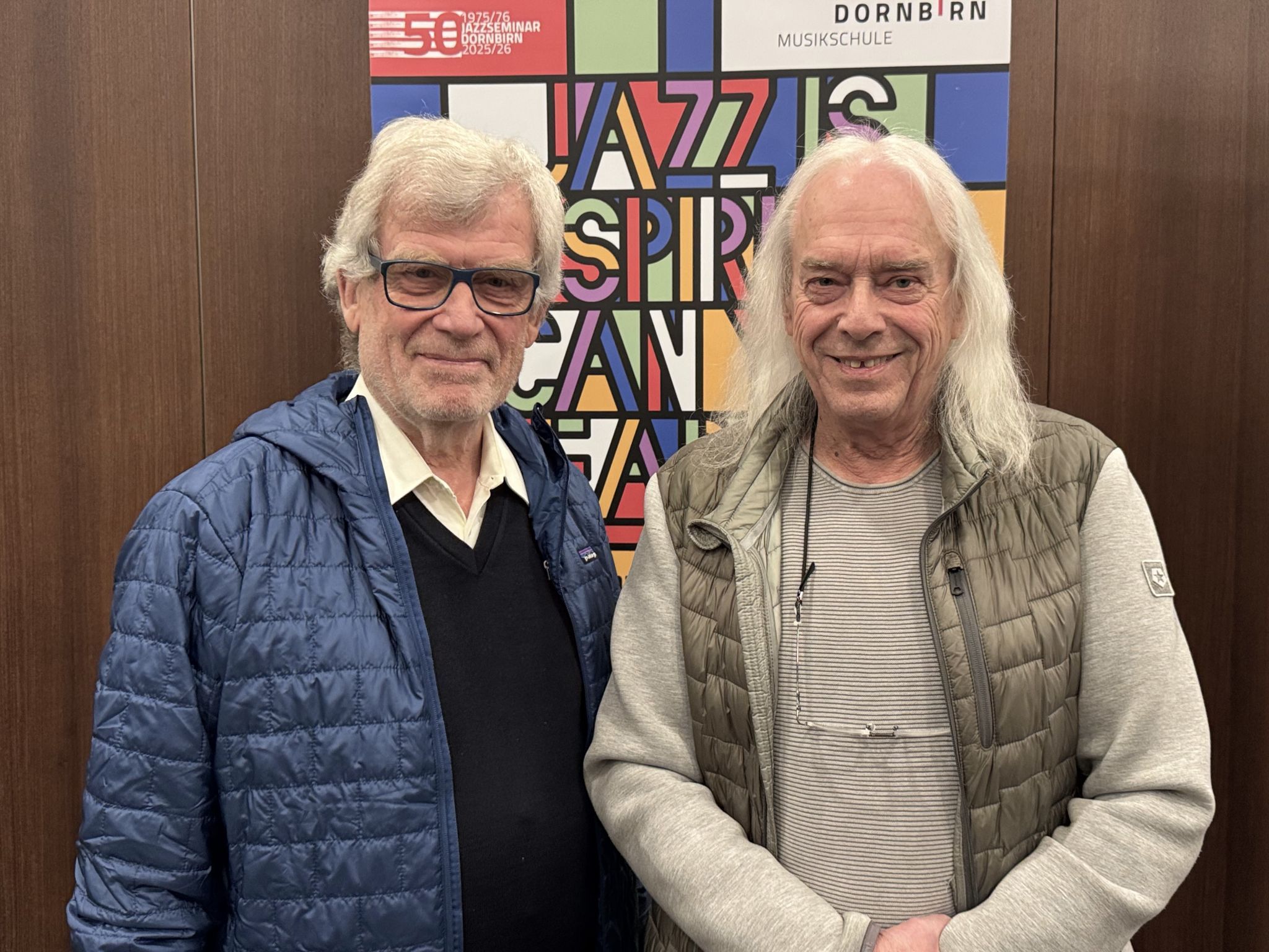 Jazzseminargründer Rolf Aberer mit einem seiner ersten Schüler Erich Gasser.