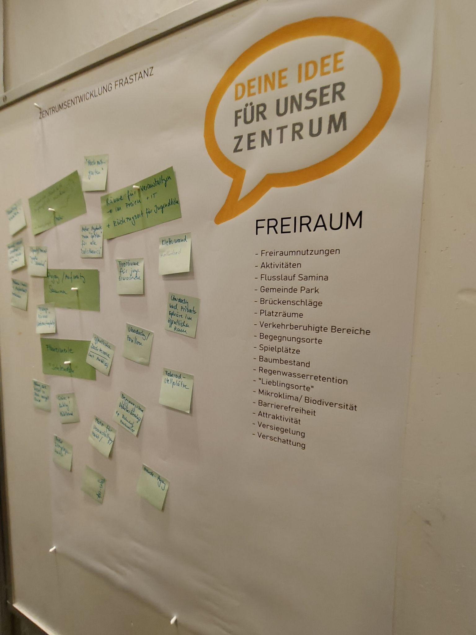 Gewünscht wurden auch ruhige Freiräume und konsumfreie Rückzugsorte, die mitten im Zentrum Platz für Erholung bieten.