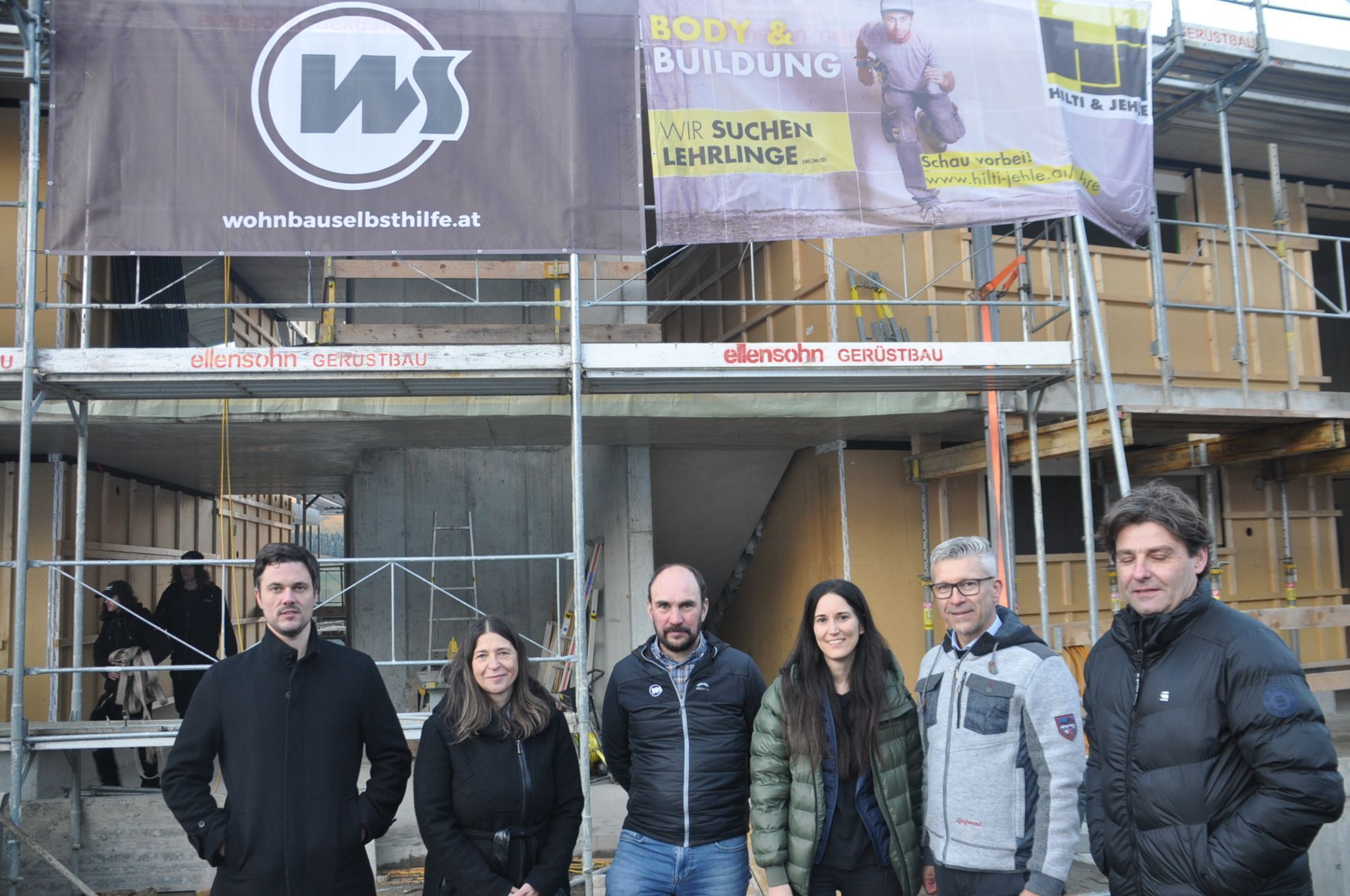 Alexander Weiss, BMi Alexandra Martin, Josef Jenny, CEO Anna Hilti, WS-Geschäftsführer Thomas Schöpf und Architekt Dieter Vetter.