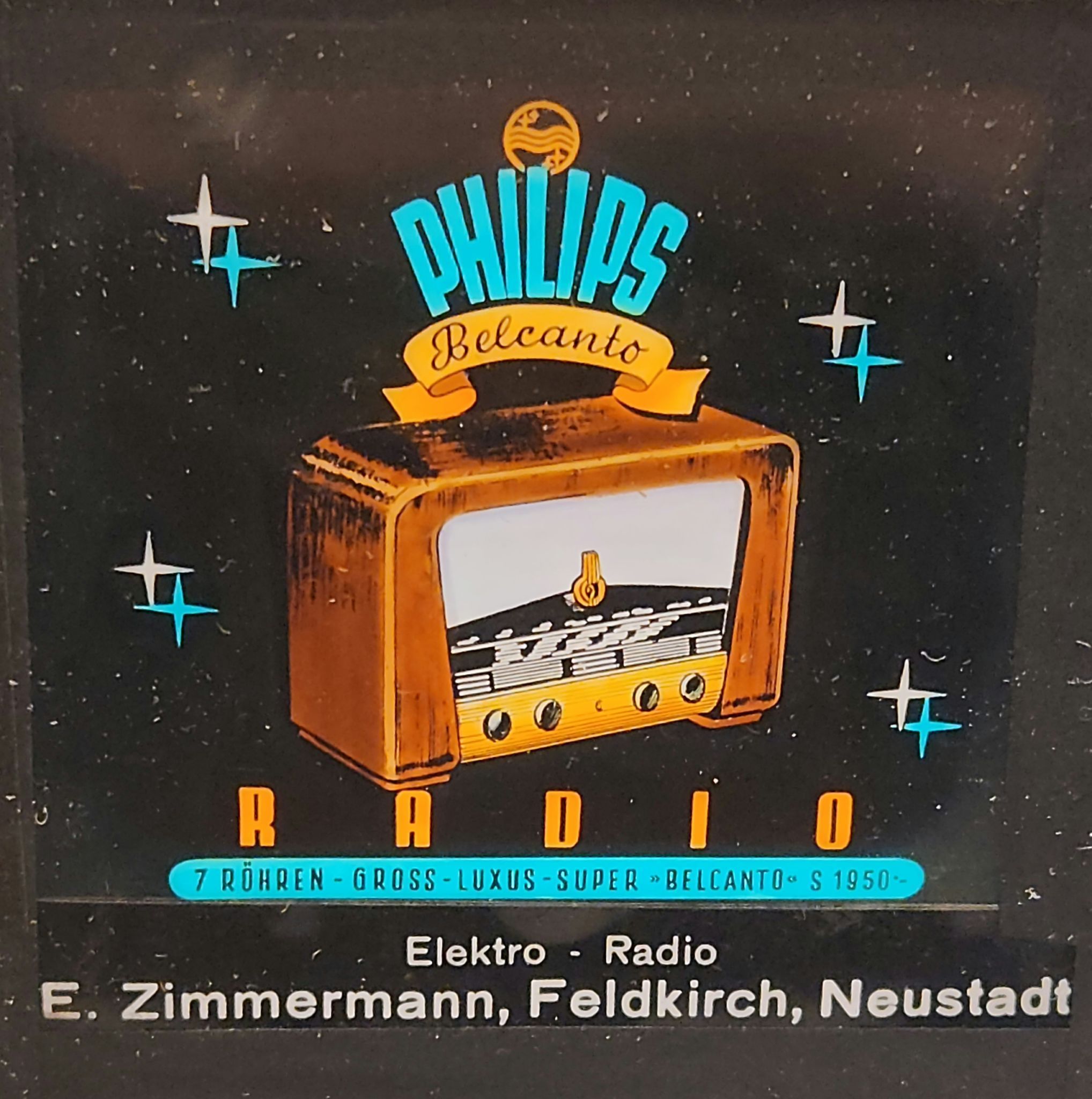Diese Dia-Werbung wurde in der 1960er Jahren im Saalbaukino vor den Filmen ausgestrahlt. 