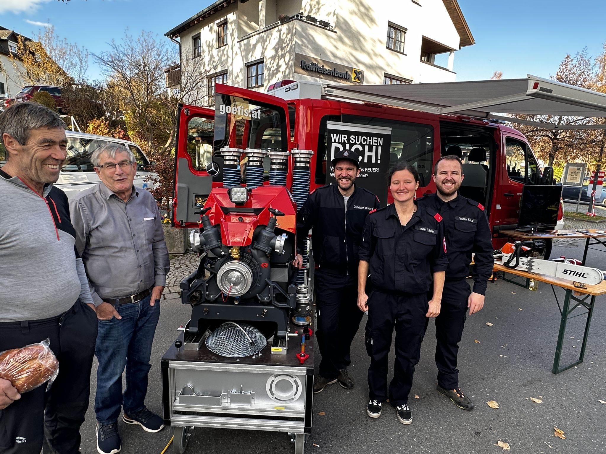 Die Ortsfeuerwehr Göfis bot einen eigenen Infostand auf dem goma-Markt