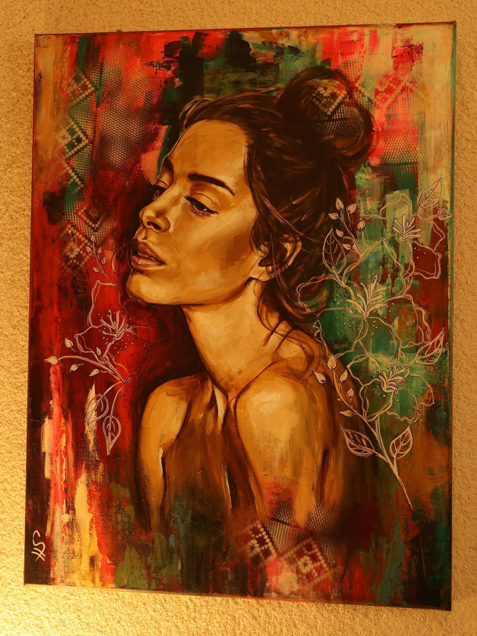 Die ganz spezielle Arbeitstechnik der Künstlerin.