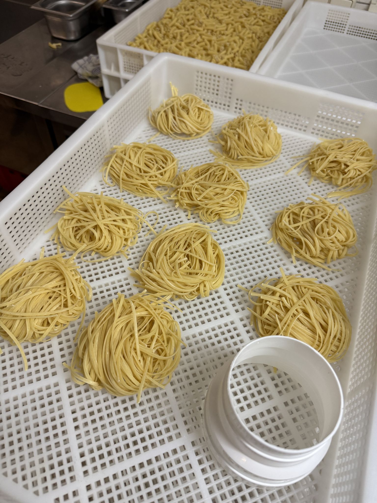 Linguini-Nester frisch aus der Maschine