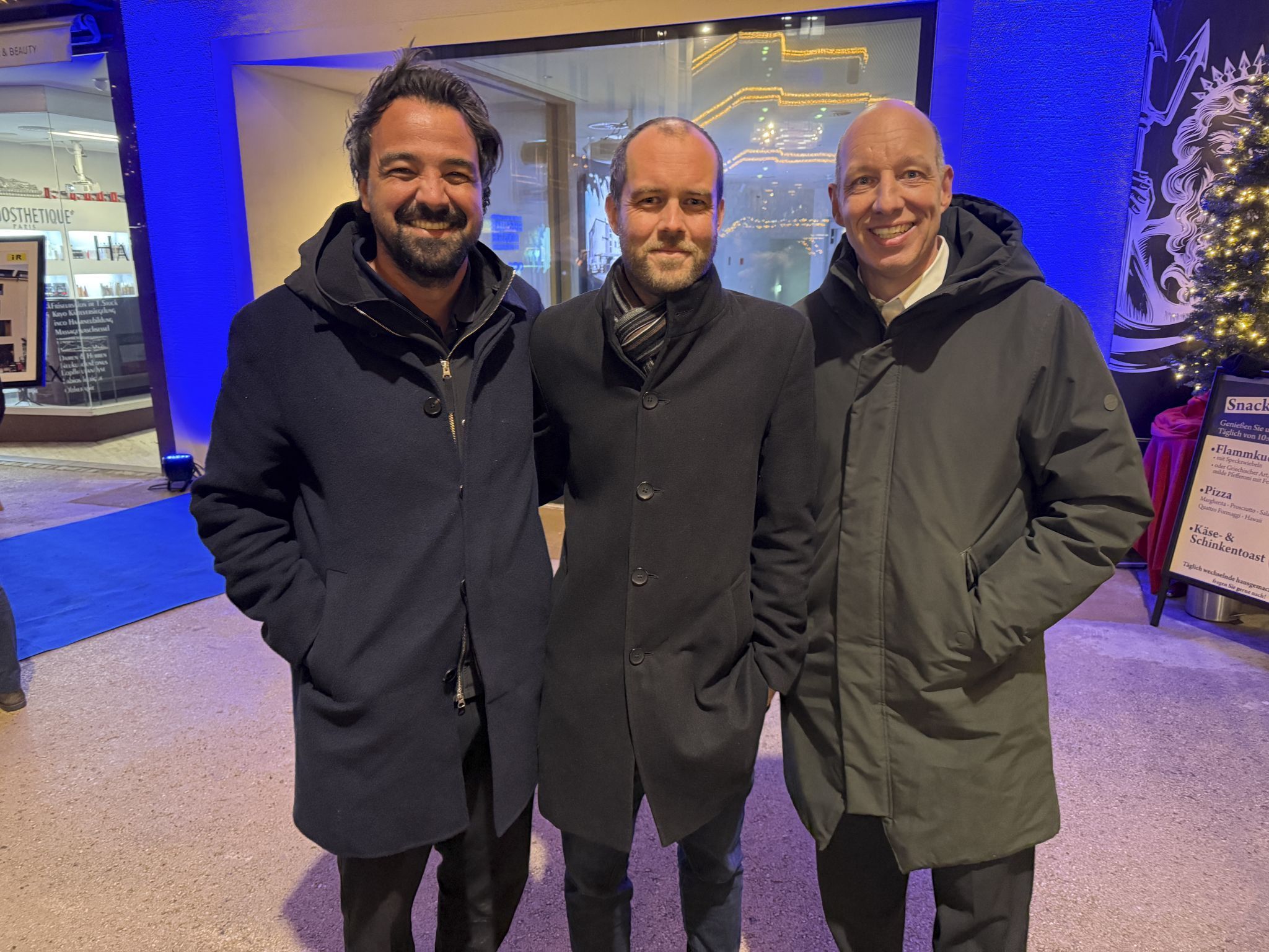 Die Architekten Hugo Pianno und Clemens Hämmerle mit GF Pilippe Rettenbacher (Baumschlager/Eberle)