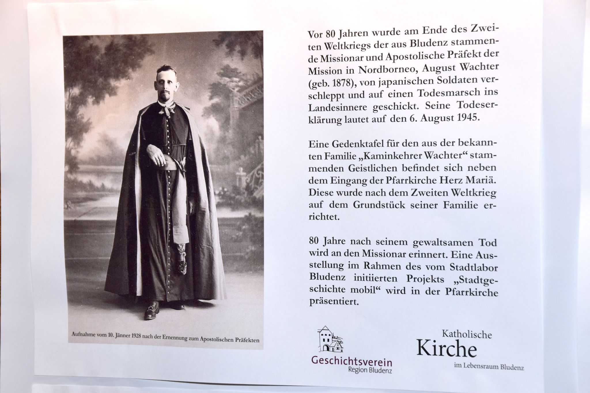 Aufnahme von Pater August Wachter vom 10. Jänner 1928 nach der Ernennung zum Apostolischen Präfekten.