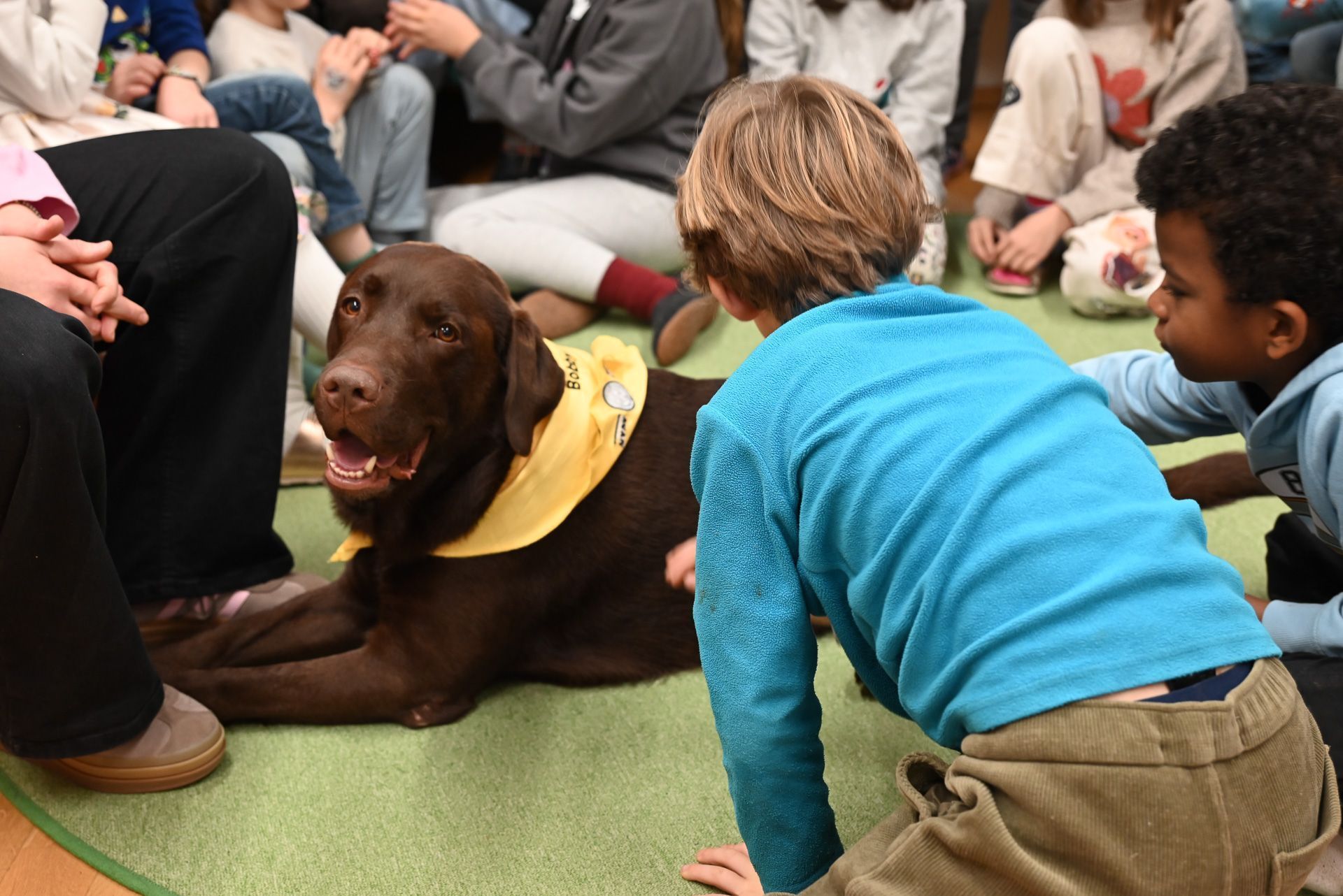 Auch im Sitzkreis fühlt sich Bobby wohl.