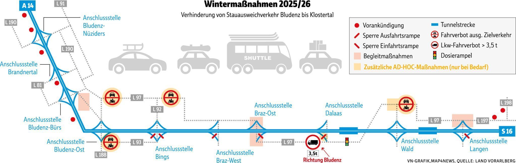 Abfahrverbote auf der S 16 kehren zurück
