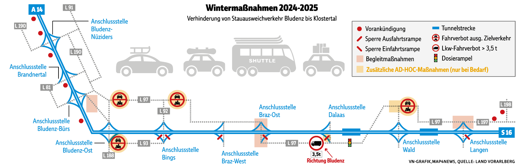 Abfahrverbote auf der S 16 kehren zurück