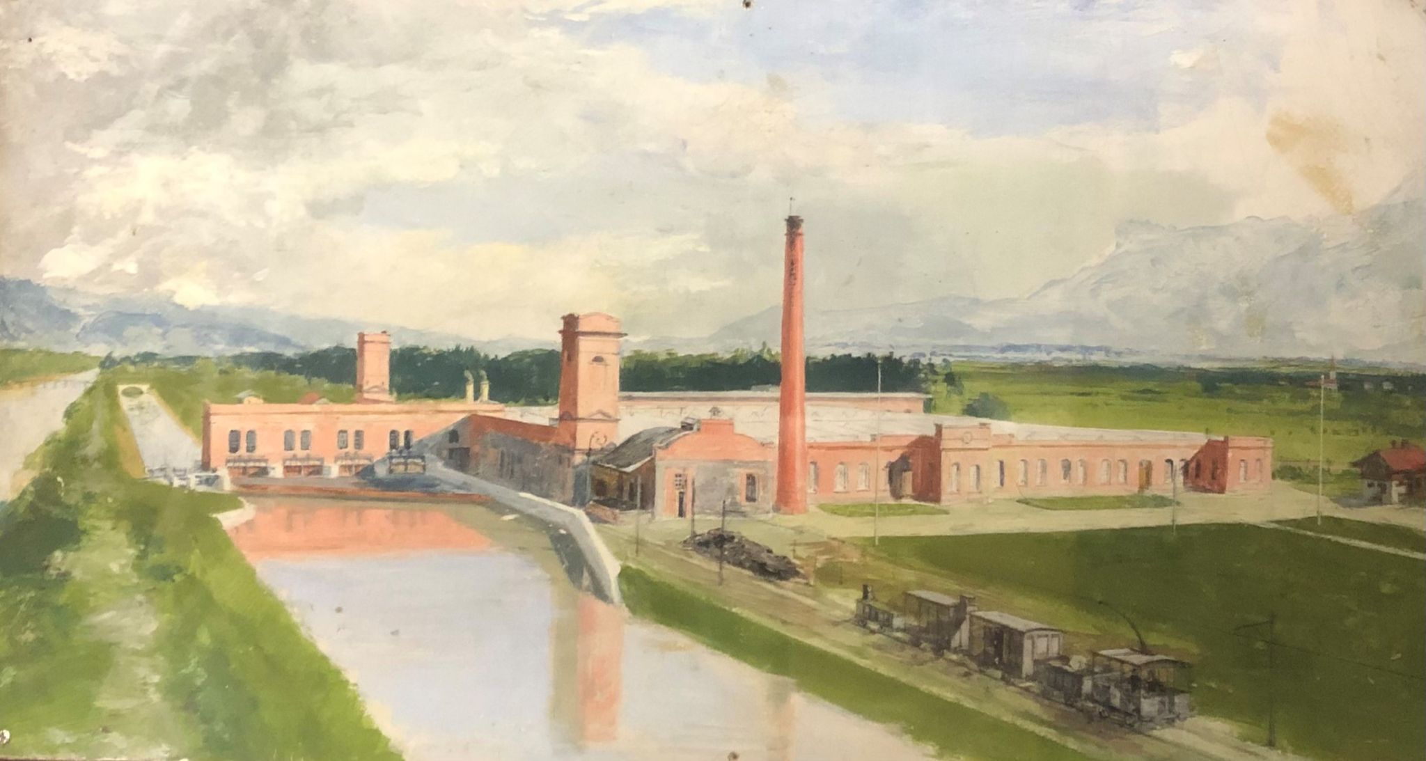 Spinnerei Gisingen mit Eisenbahnanschluss, Foto: unbekannt