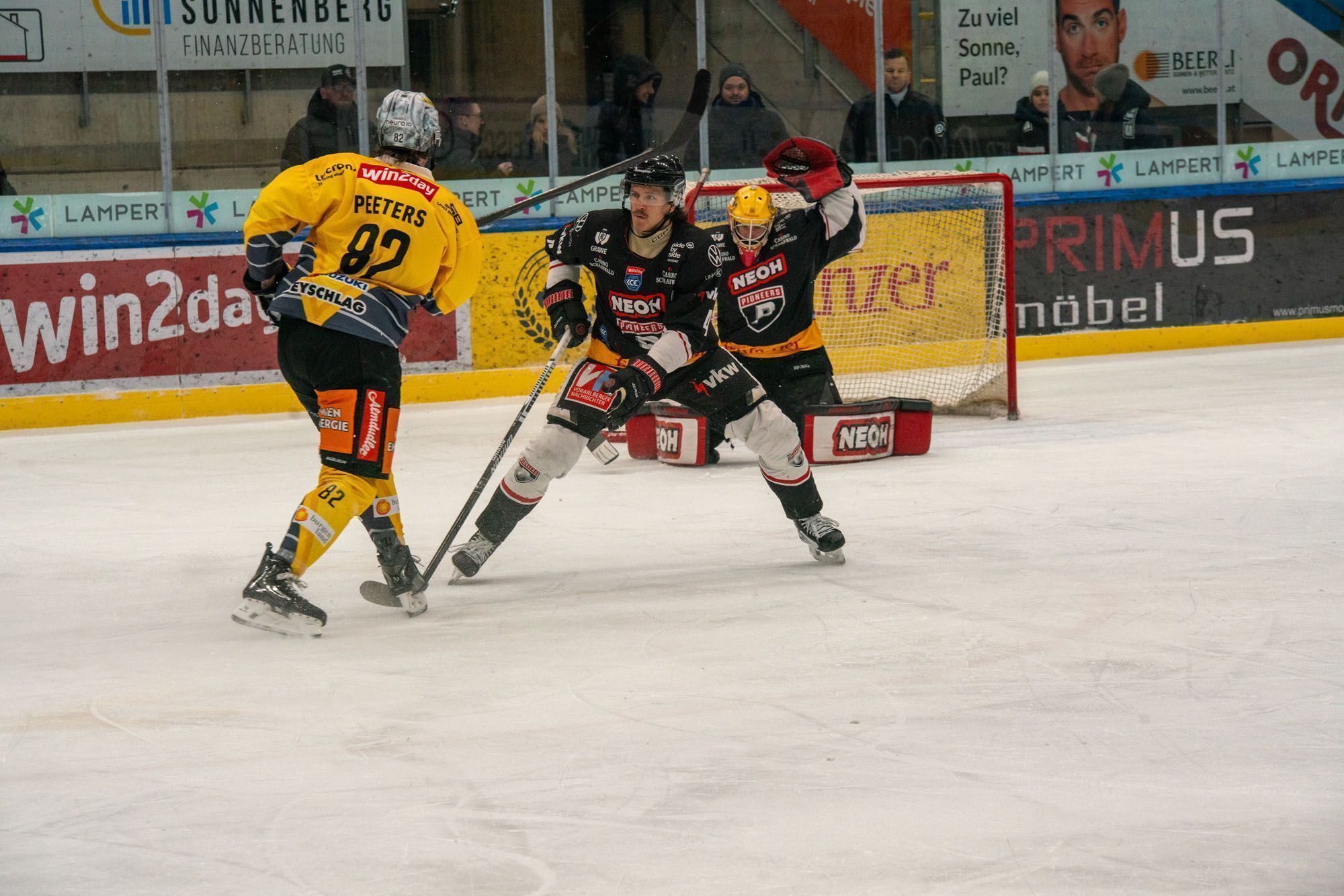 Alex Caffi hielt die Null. Es war das erste Shutout für die Pioneers in dieser Saison.