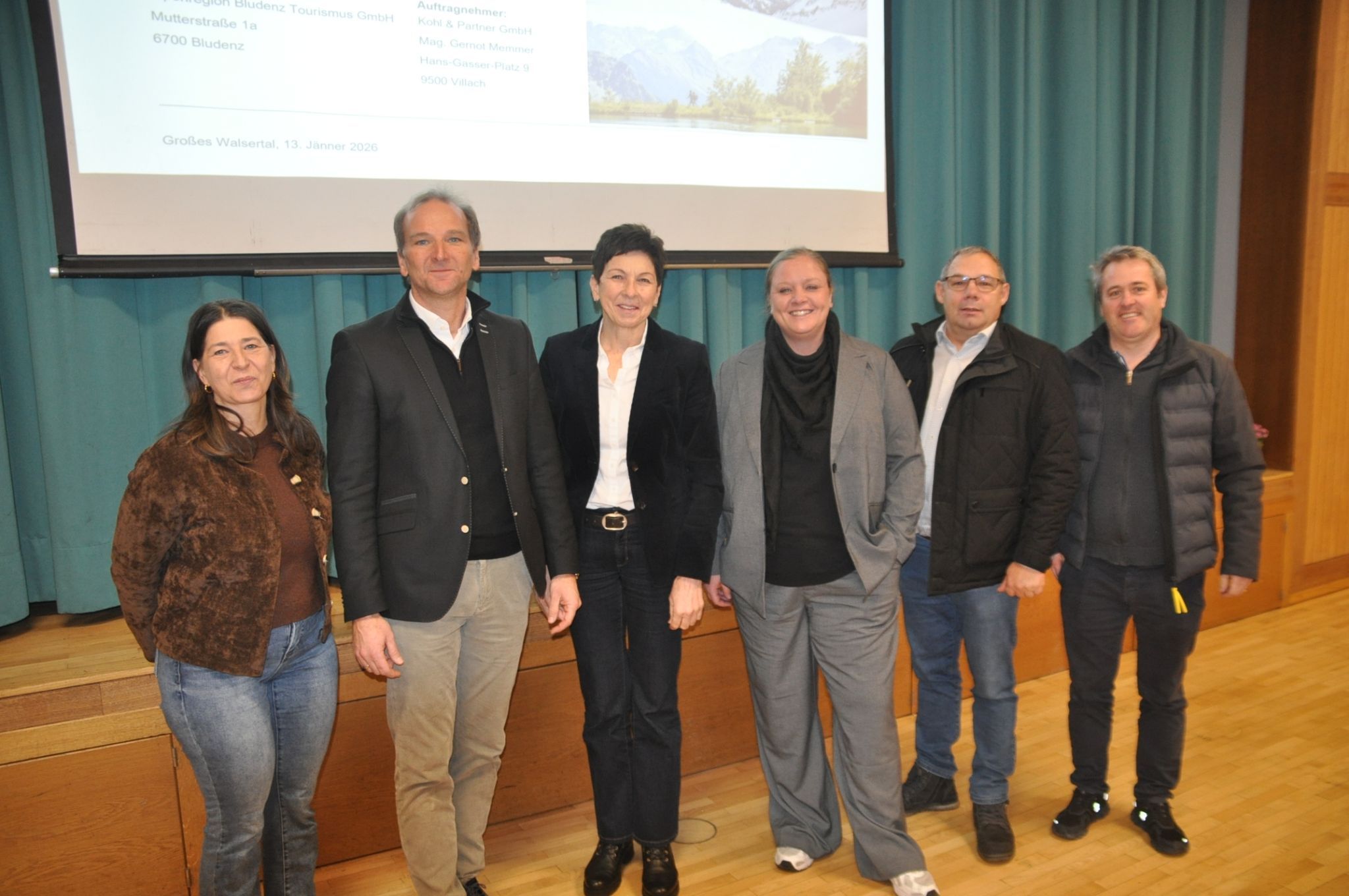 Bild v.li.. BMi Alexandra Martin, Gernot Memmer(Kohl+Partner), LA Andrea Schwarzmann, Wiebke Meyer(Alpenregion Bludenz), BM Stefan Nigsch, BM Erich Kaufmann