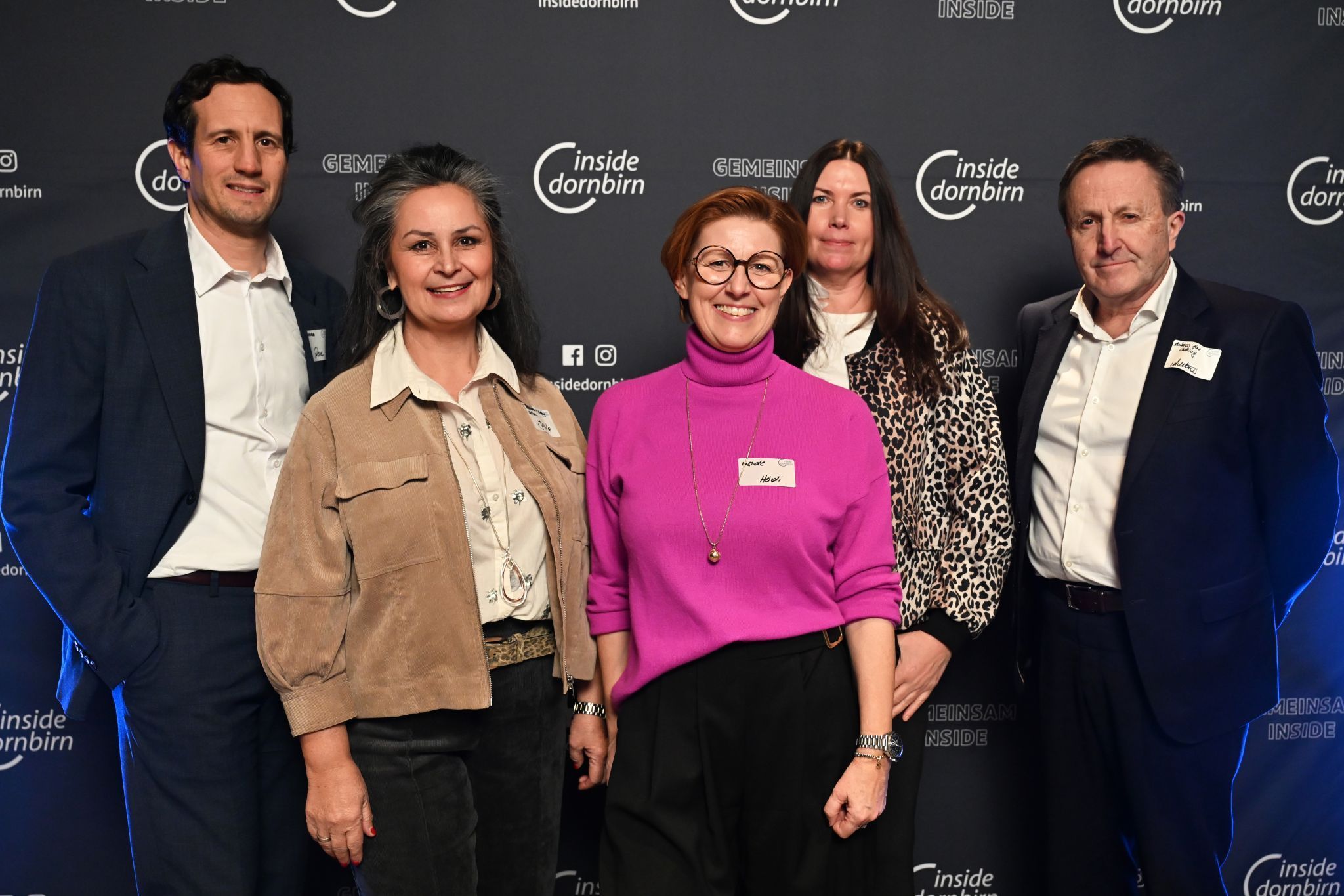 Vorstand und Geschäftsführung inside Dornbirn: René Krall, Juanita Hieble-Tomio, Heidi Mark, Claudia Giesinger und Ambros Mayer.