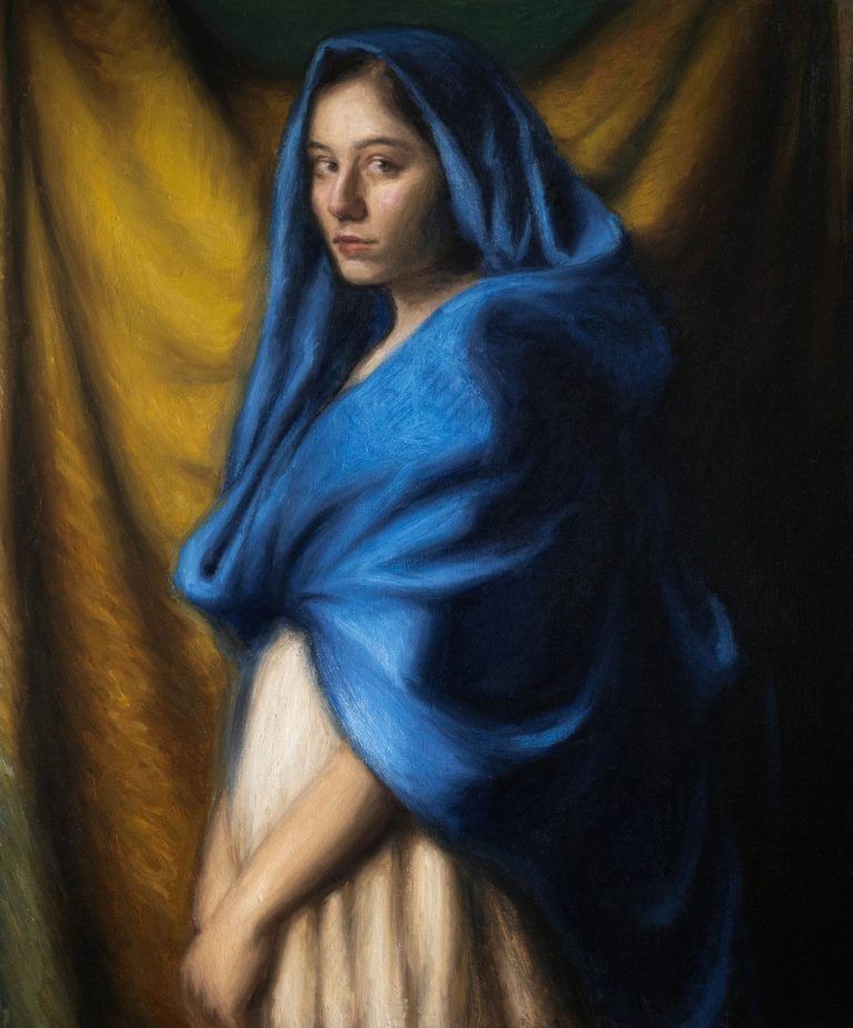 Bild 1 - Chantal Boso - Selbstporträt mit blauem Tuch, Öl auf Leinwand.jpeg