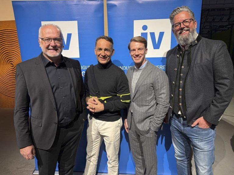 Luden zum 50. IV Neujahrsempfang: Präs. Elmar Hartmann, Hubert Rhomberg, GF Simon Kampl und Stephan Ratt