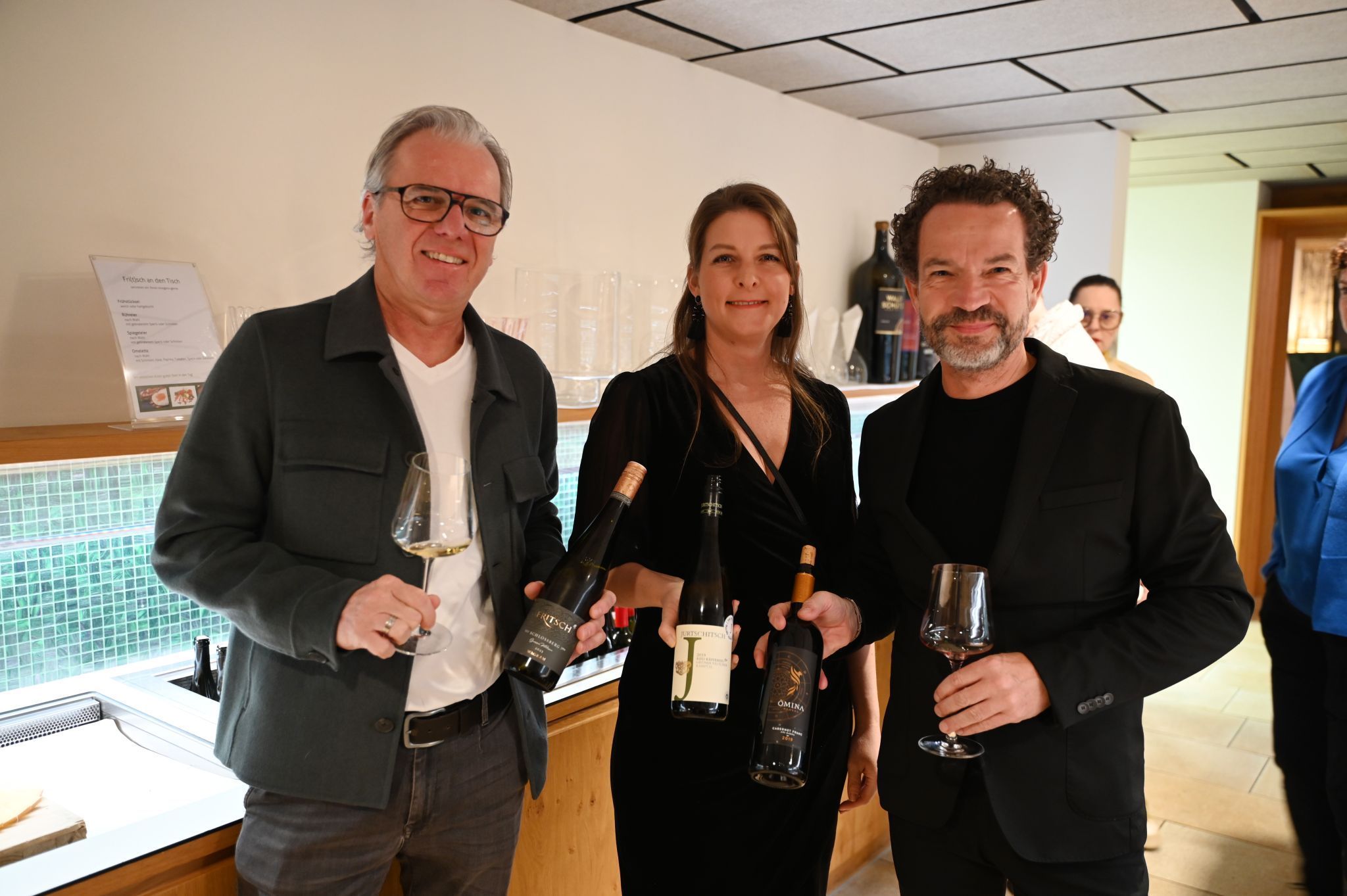 Bernhard Moritz (Weingut Fritsch), Bettina Koller (Weingut Jurtschitsch), Heiko Walter (Omina Romano).