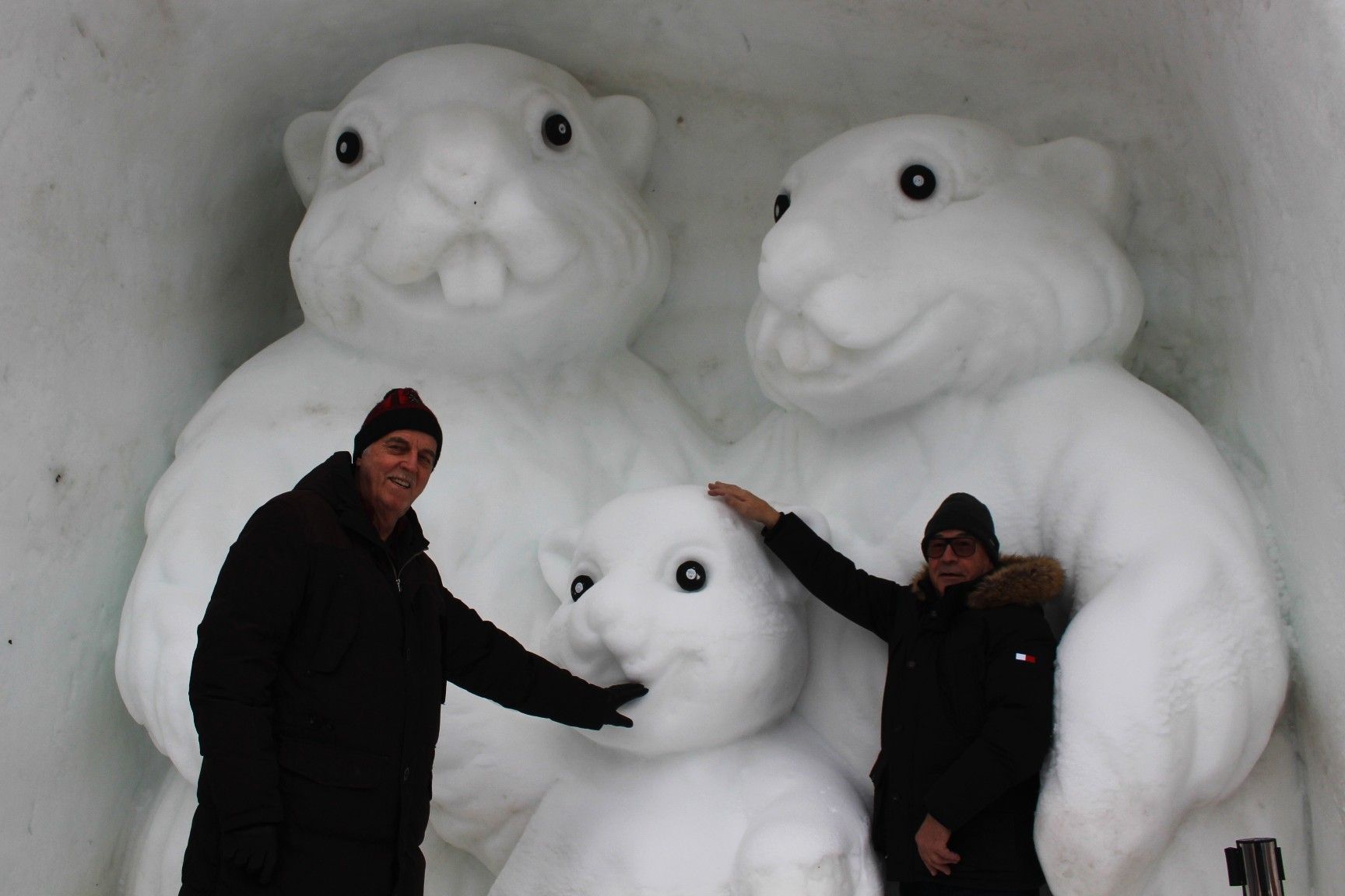 Vielbestaunter Blickfang und vieltausendfach als Urlaubserinnerung fotografiert: die Murmeltierfamilie auf dem Warther Dorfplatz. Dieses Bild veranschaulicht die Größenverhältnisse.