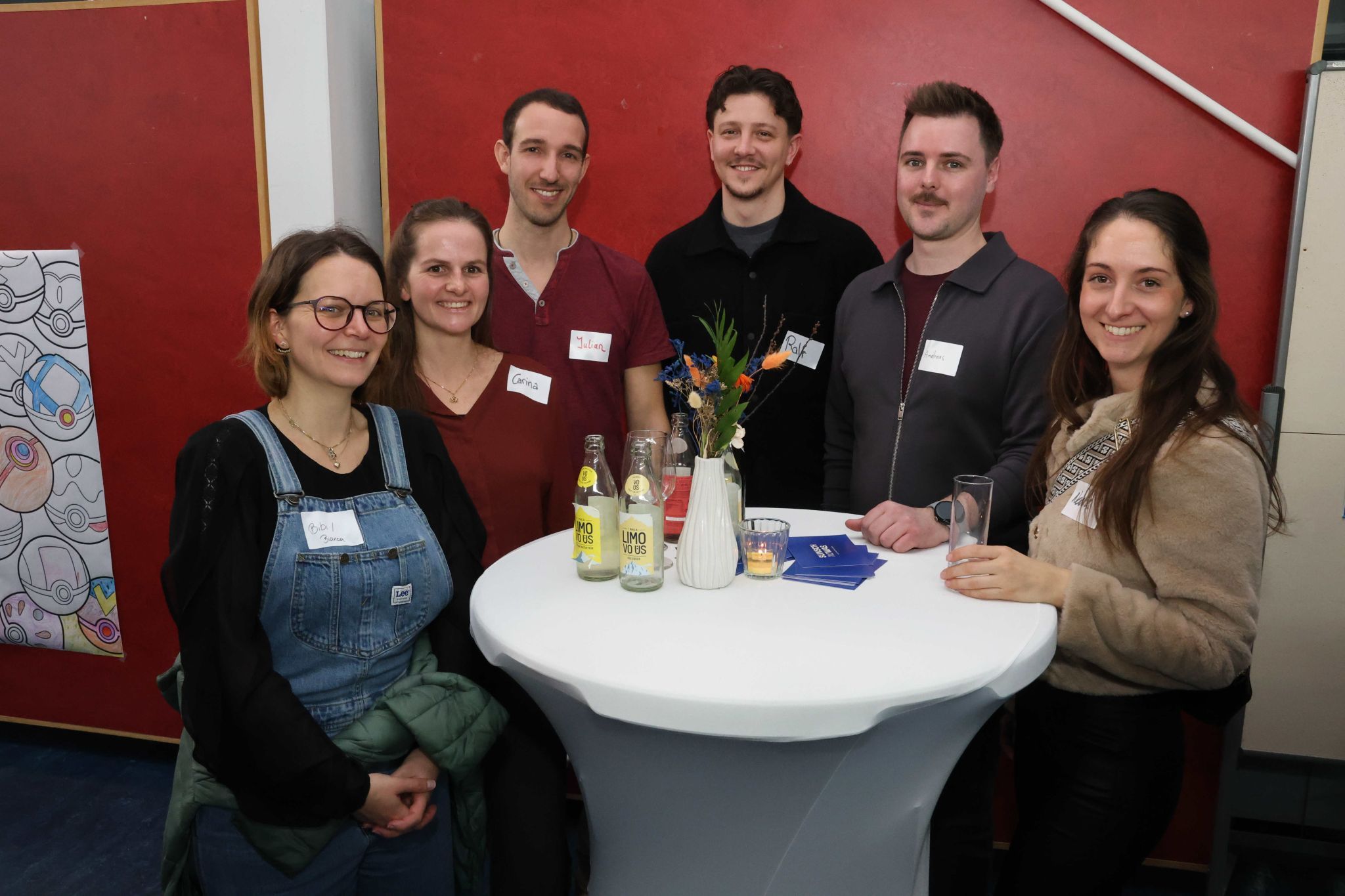 Bianca und Carina Biegger, Julian Müller, Ralf Grünwald, Adnreas Fink und Nadine Salzgeber (