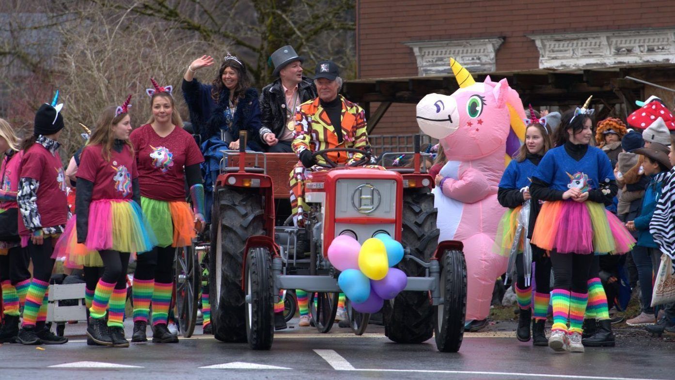 Das Prinzenpaar fährt bei Sonnenschein. 500 Zuschauer säumten die Straße im Dorf 