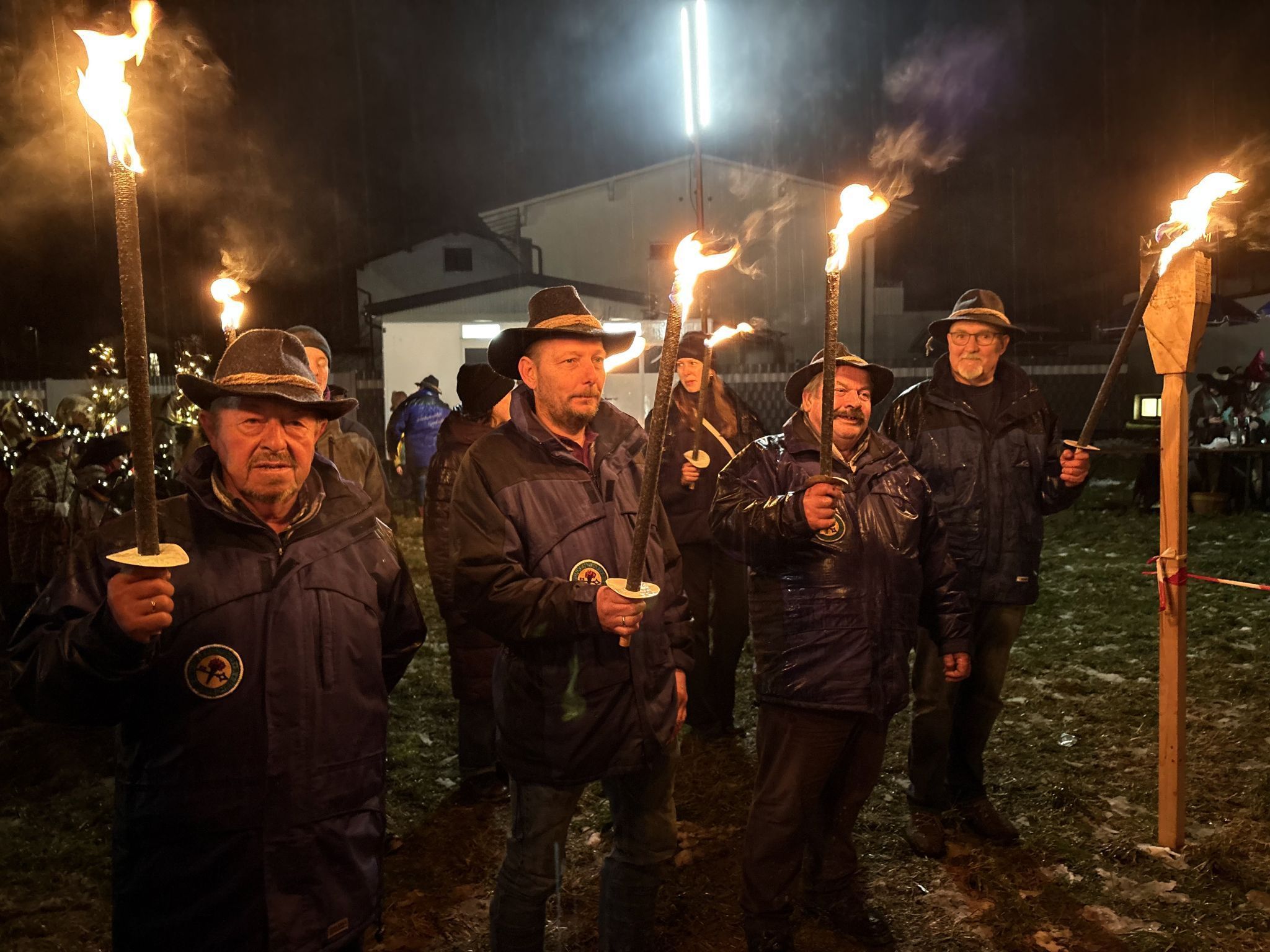 Peter Schnetzer, Funkenmeister Rene Wachter, Erich Juen und Elmar Wachter