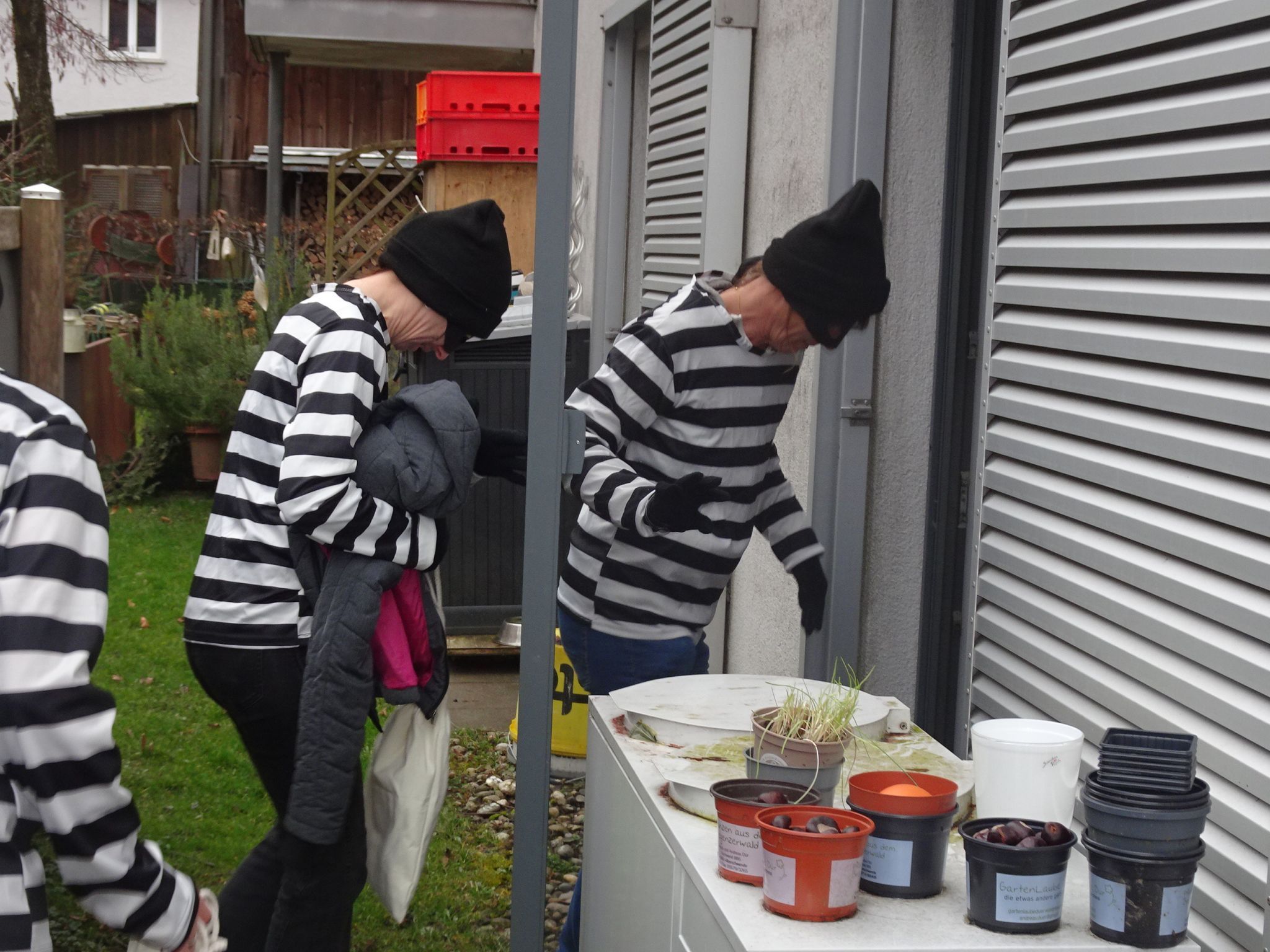 Nacheinander steigt die Bande in die Wohnung ein.