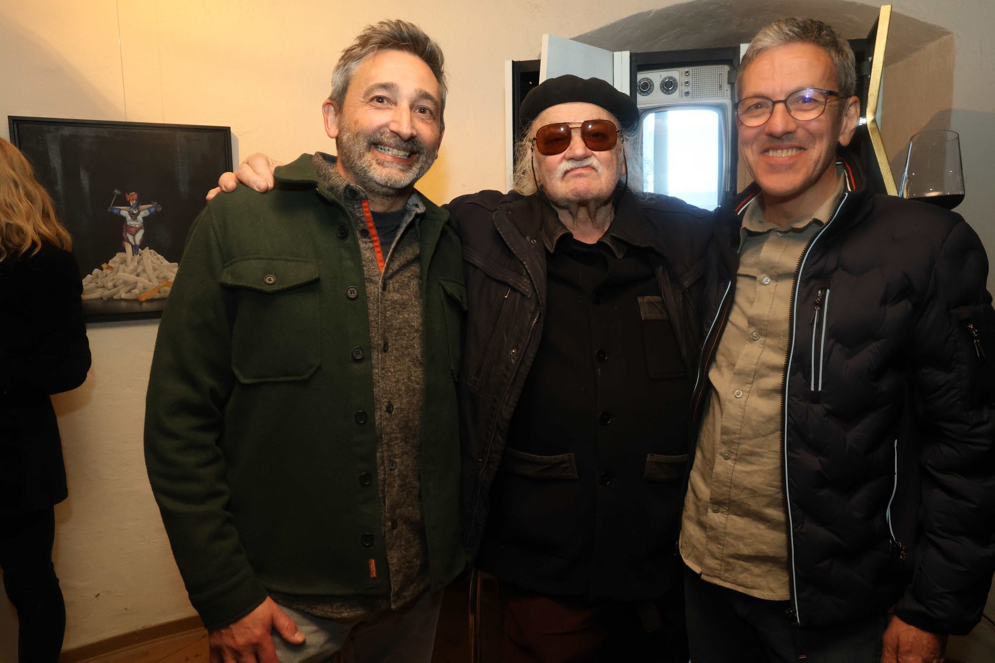 Wolfgang Edner (Volksbank), Fotografen-urgestein Fritz Fels und Manfred Schnetzer (Sparkasse).