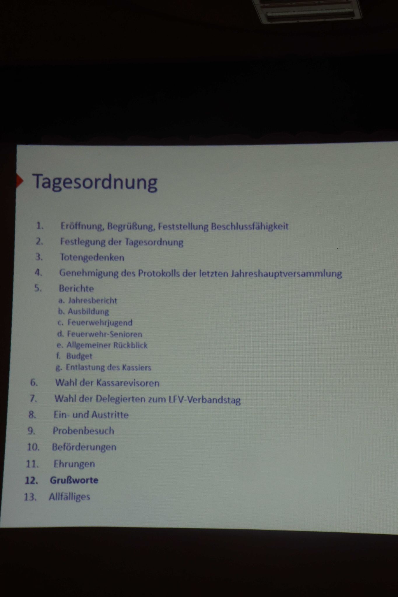 Die Tagesordnung.