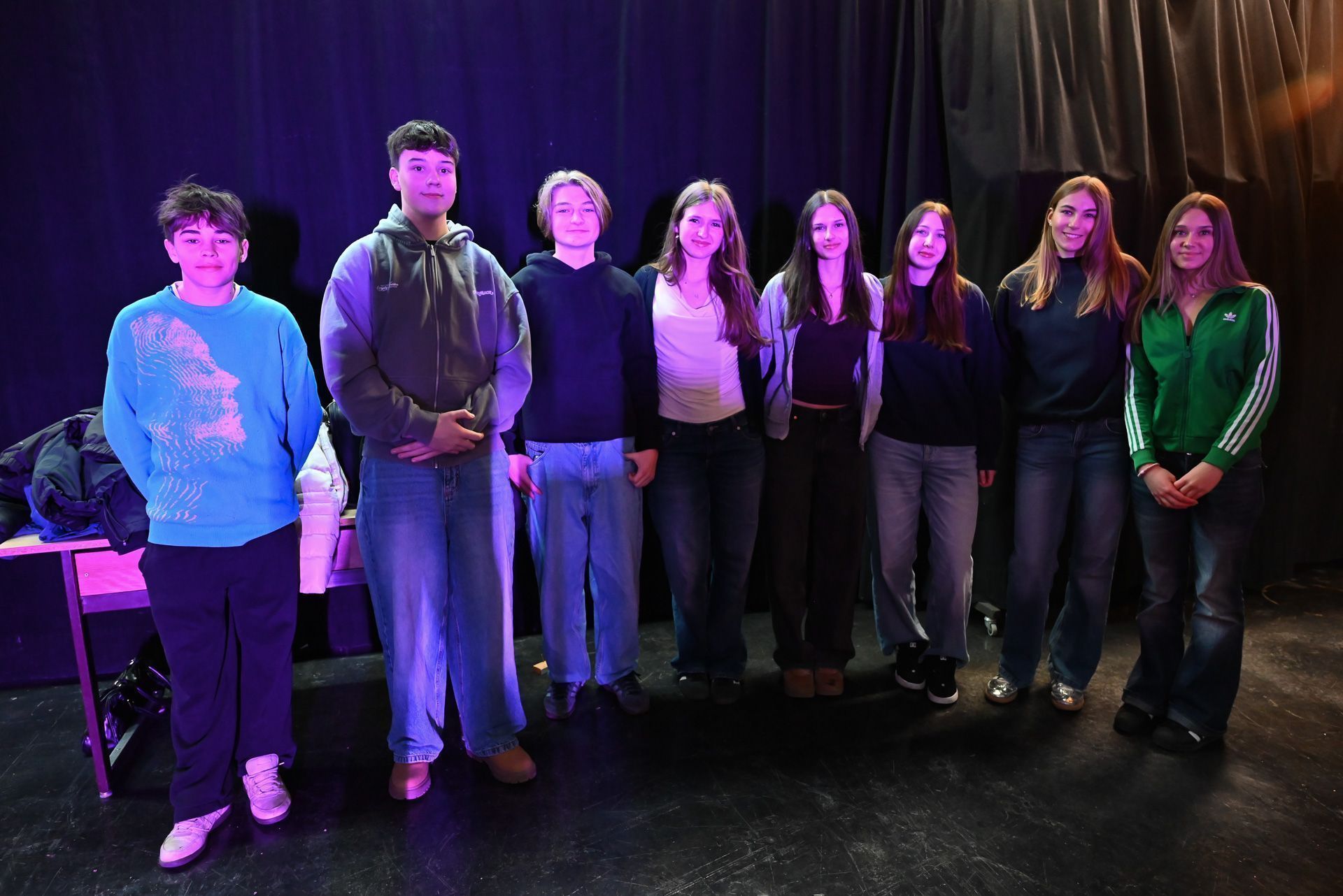 Das Organisationsteam der Hype Night in Lustenau: Josua, Mattia, Konstantin, Ida, Rebecca, Anna, Neele und Kerstin. 