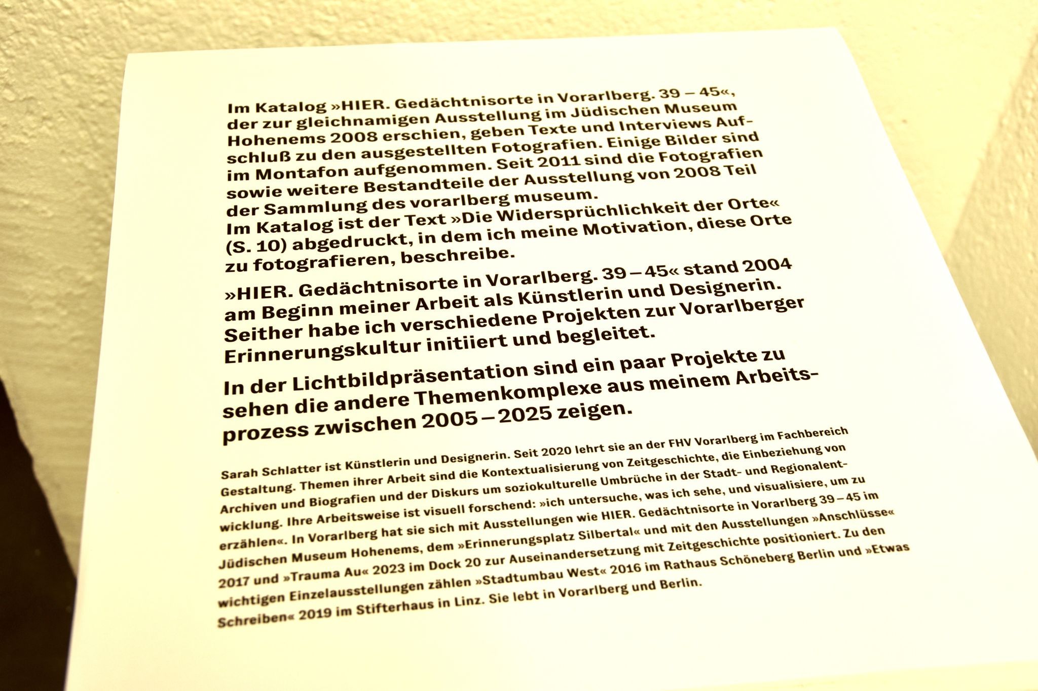 Informationen zur Künstlerin Sarah Schlatter und ihrer Arbeit in ihrem Ausstellungsraum in der MAP Kellergalerie in Schruns