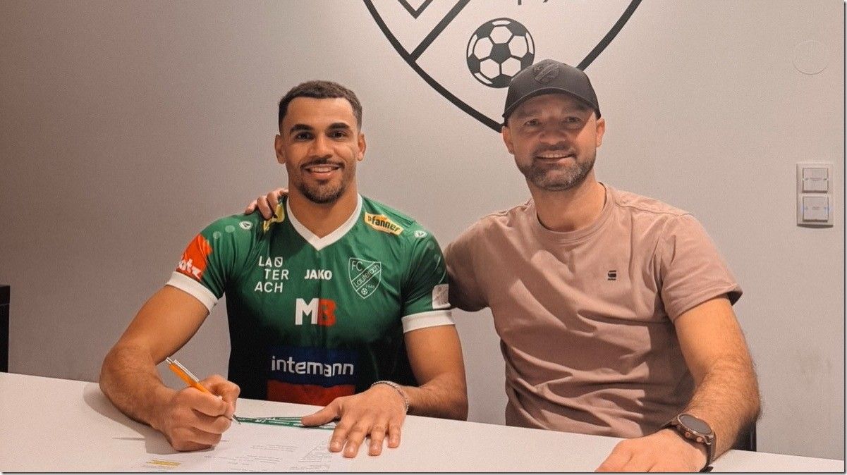 Lauterach Sportchef Zlatko Jurcevic mit dem ersten Neuzugang Yachir. VEREIN