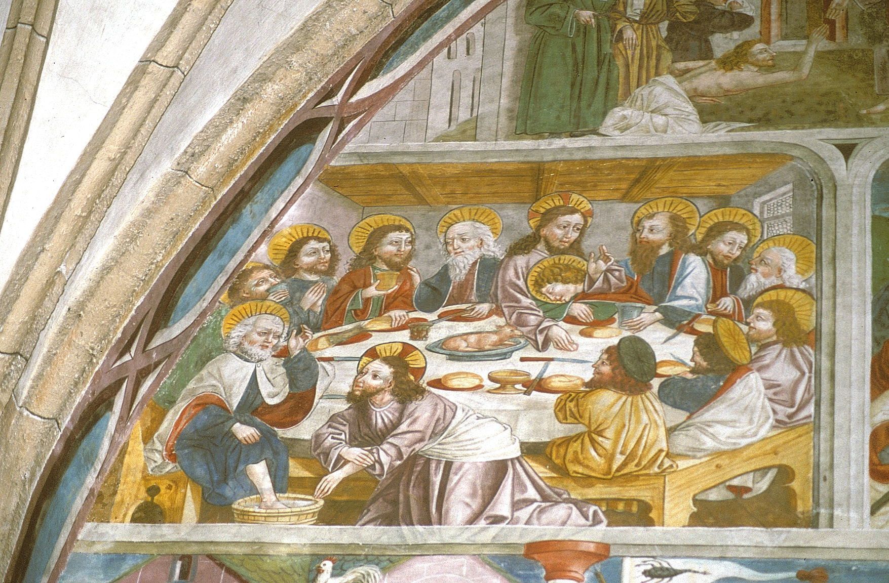 Simon von Taisten zeigt eindrücklich, dass der Gottesdienst und der Dienst der Fußwaschung wie zwei Seiten einer Medaille zusammengehören. (Foto: Amt der Tiroler Landesregierung, Abteilung Kultur/Tiroler Kunstkataster)