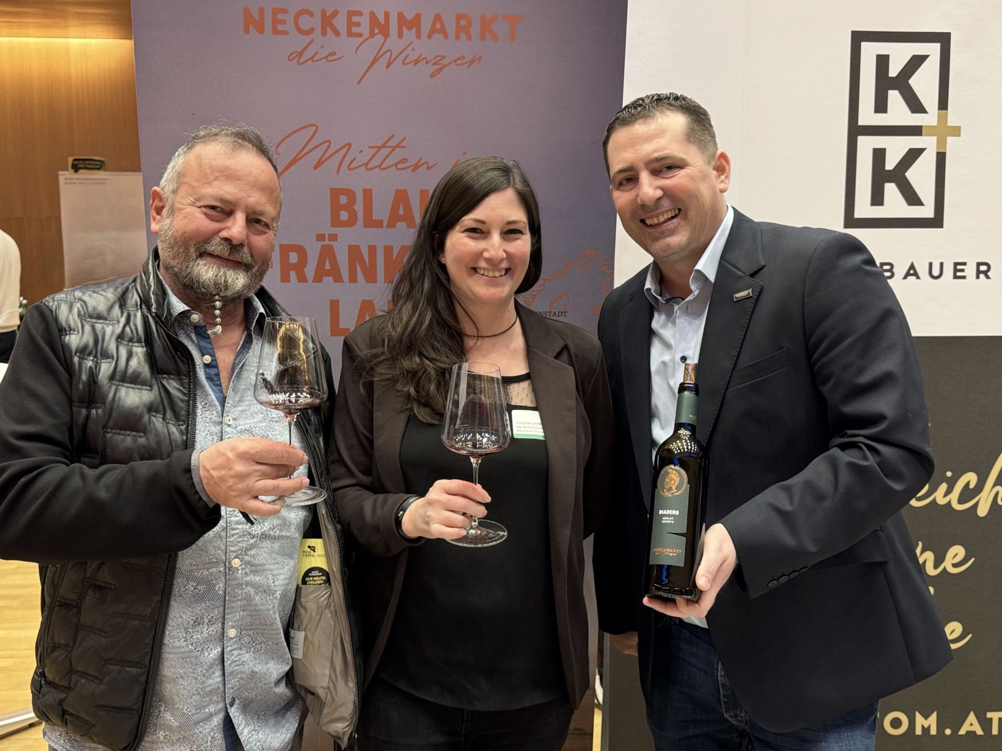 Gerhard und Alexandra Kreutz (Genuss am Gaumen) mit Raffael Winkler (Neckenmarkt)