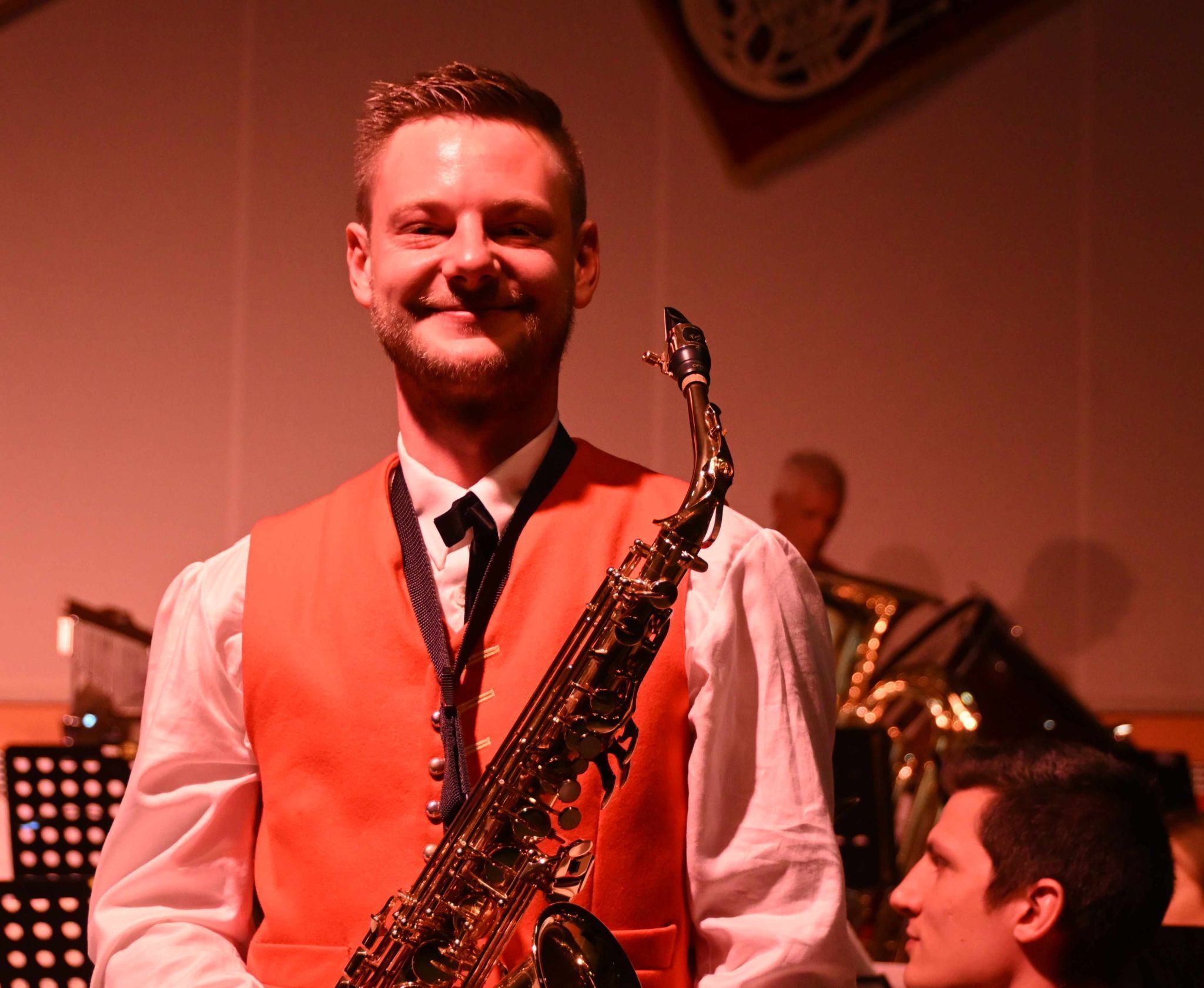 Benny Bereuter strahlt nach seinem Saxophonsolo
