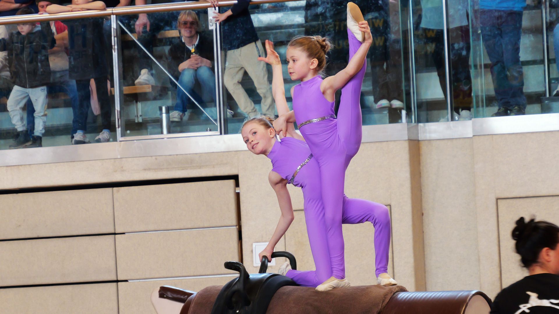 Der Lustenauer Voltigier Verein VRC St. Leonhard hielt vergangenes Wochenende eine Voltigierveranstaltung im BG Lustenau ab. (Foto: Niko Mylonas)