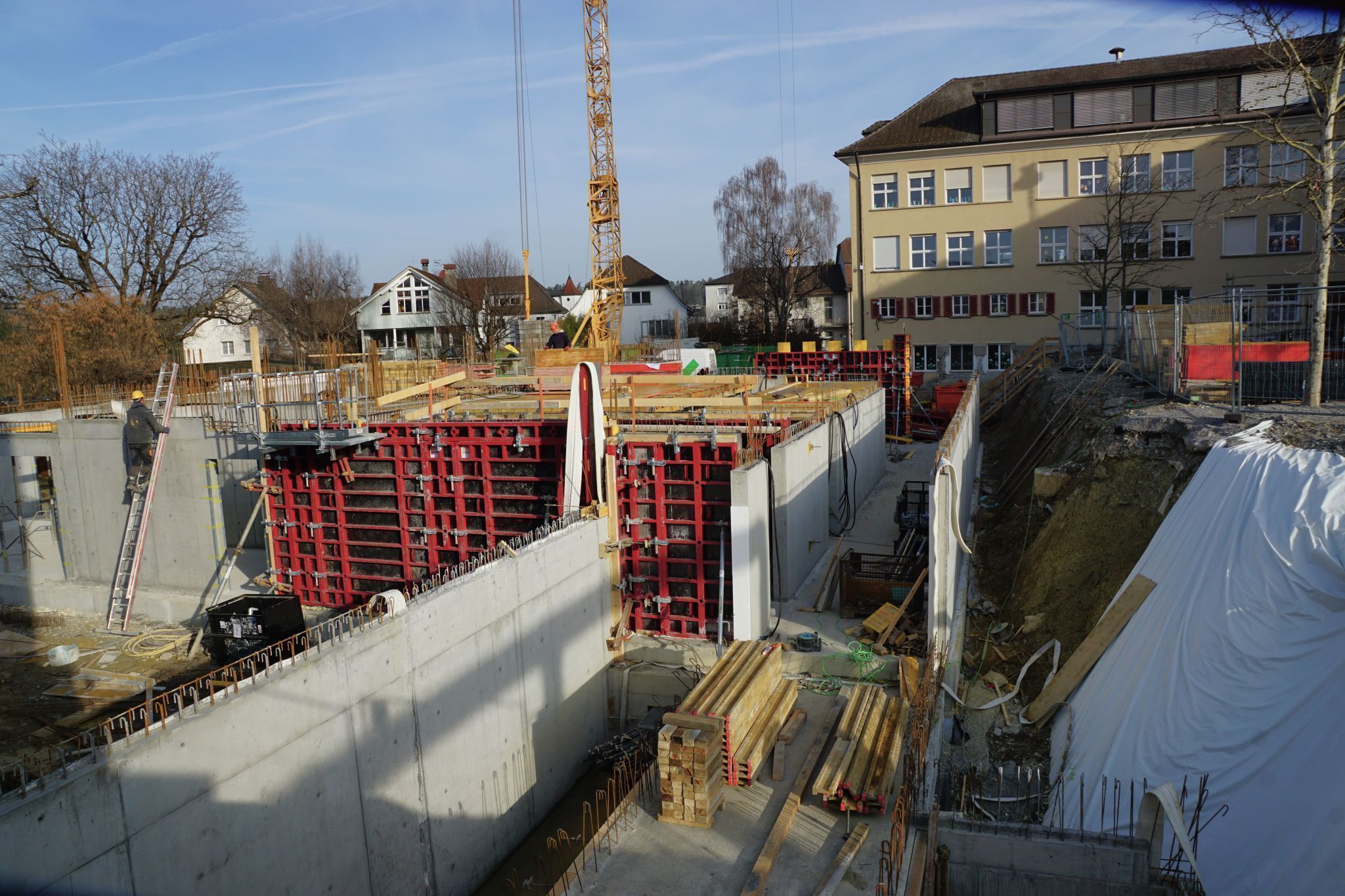 Gut sichtbar schreiten nun die Arbeiten beim Schulcampus Hörbranz voran.